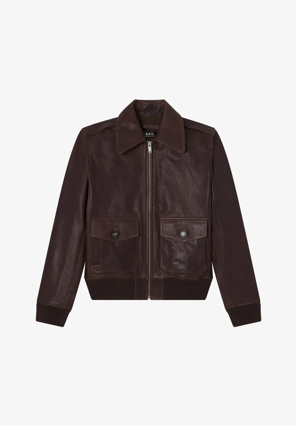 A.P.C. Lederjacke Kurz Braun Reissverschluss