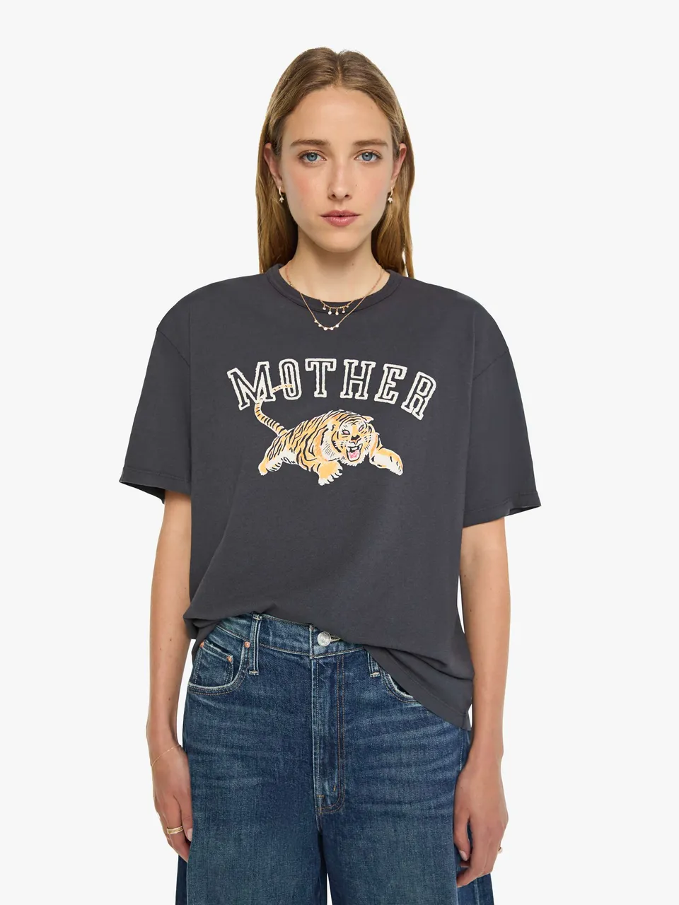 MOTHER The Lowdown T-Shirt Tiger Schwarz
