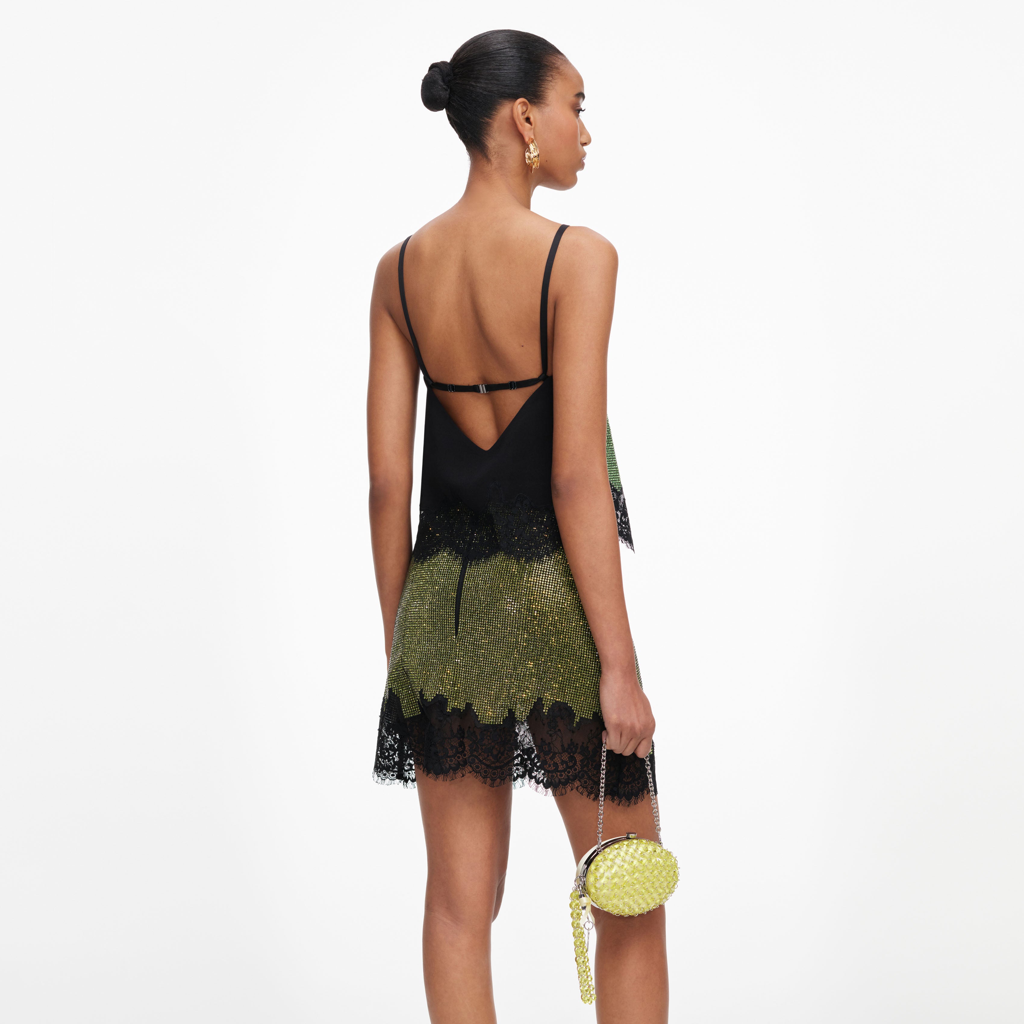 Self-Portrait Yellow Oval Crystal Clutch gelb Mikro