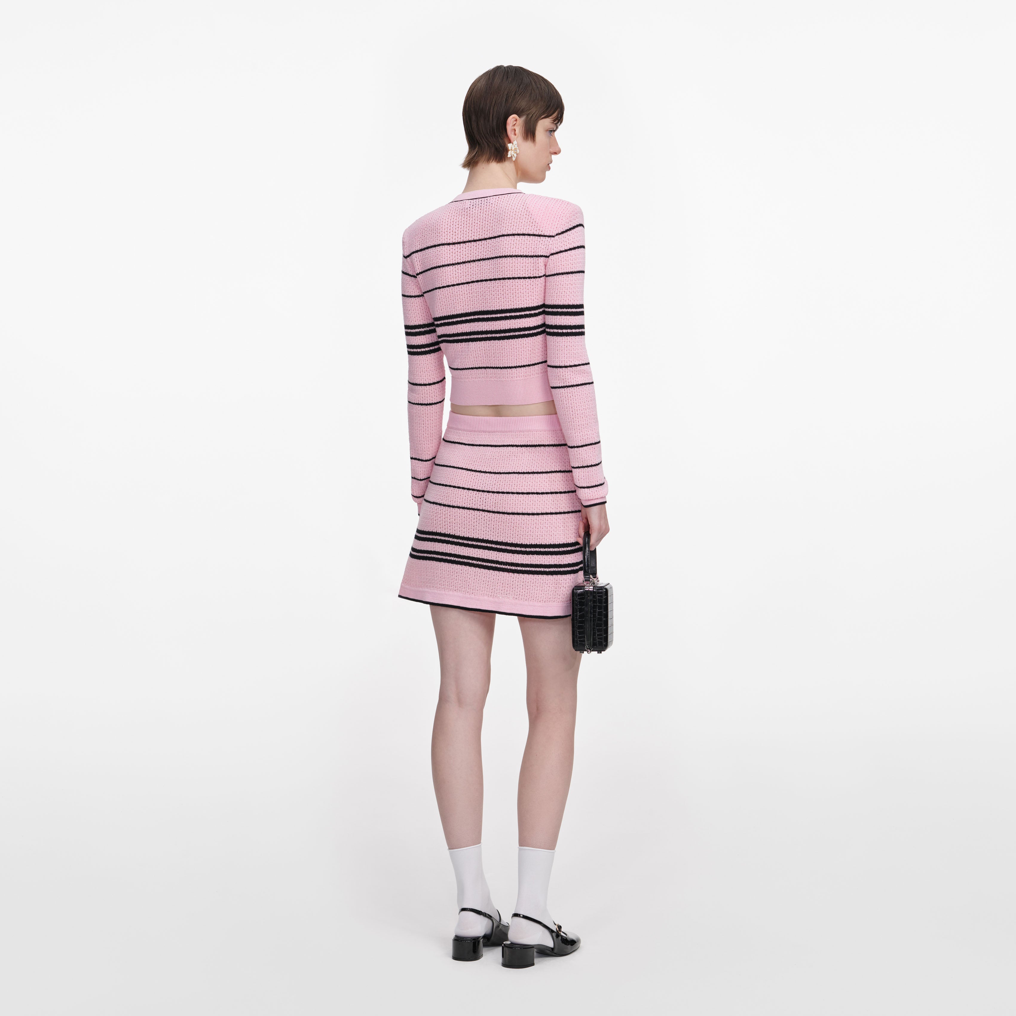 Self Portrait Pink Stripe Knit Minirock Rosa XS-L Strick