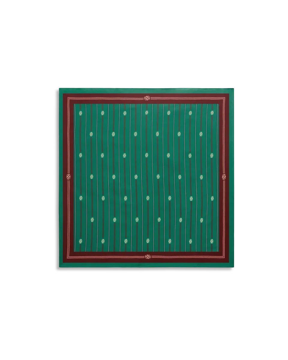 Drôle De Monsieur Le Foulard Rayé Monogramme Bandana Emerald Baumwolle