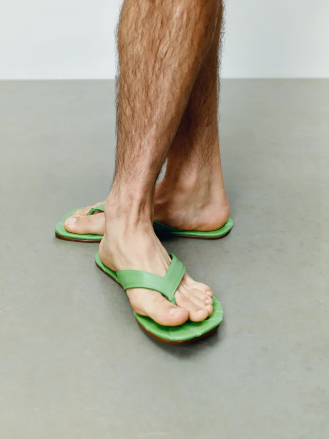 J.W.Anderson Shoes Leaf Slides Pantoletten Lime Leder