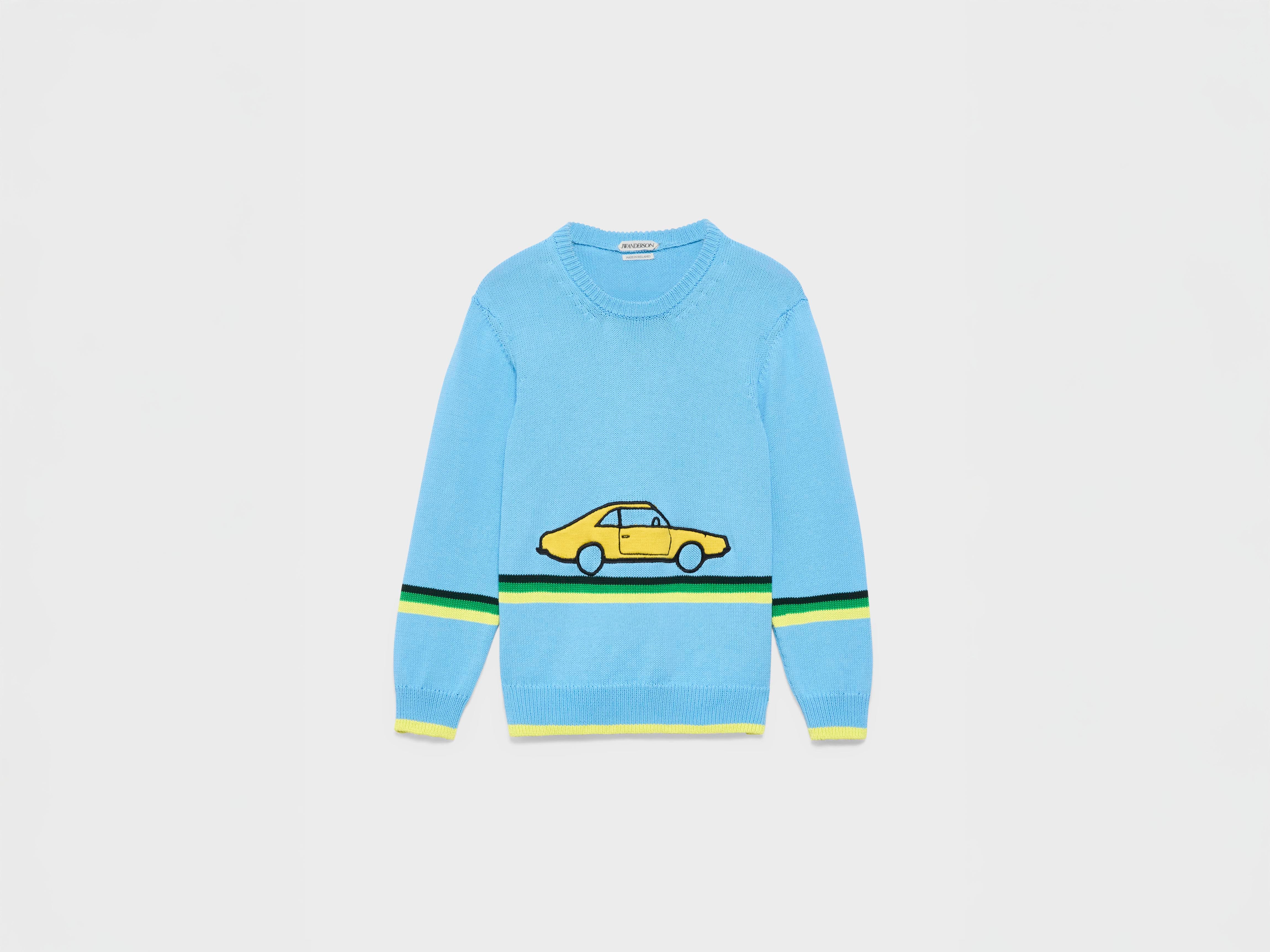 J.W.Anderson Car Jumper Pullover sky blue Baumwolle Stickerei