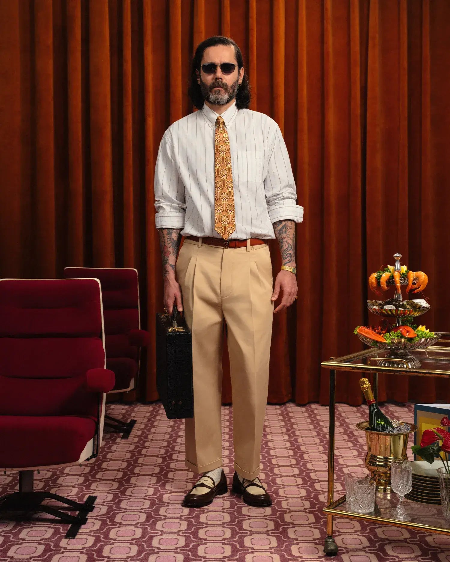 Drôle De Monsieur Pantalon Cropped à Plis Hose Beige