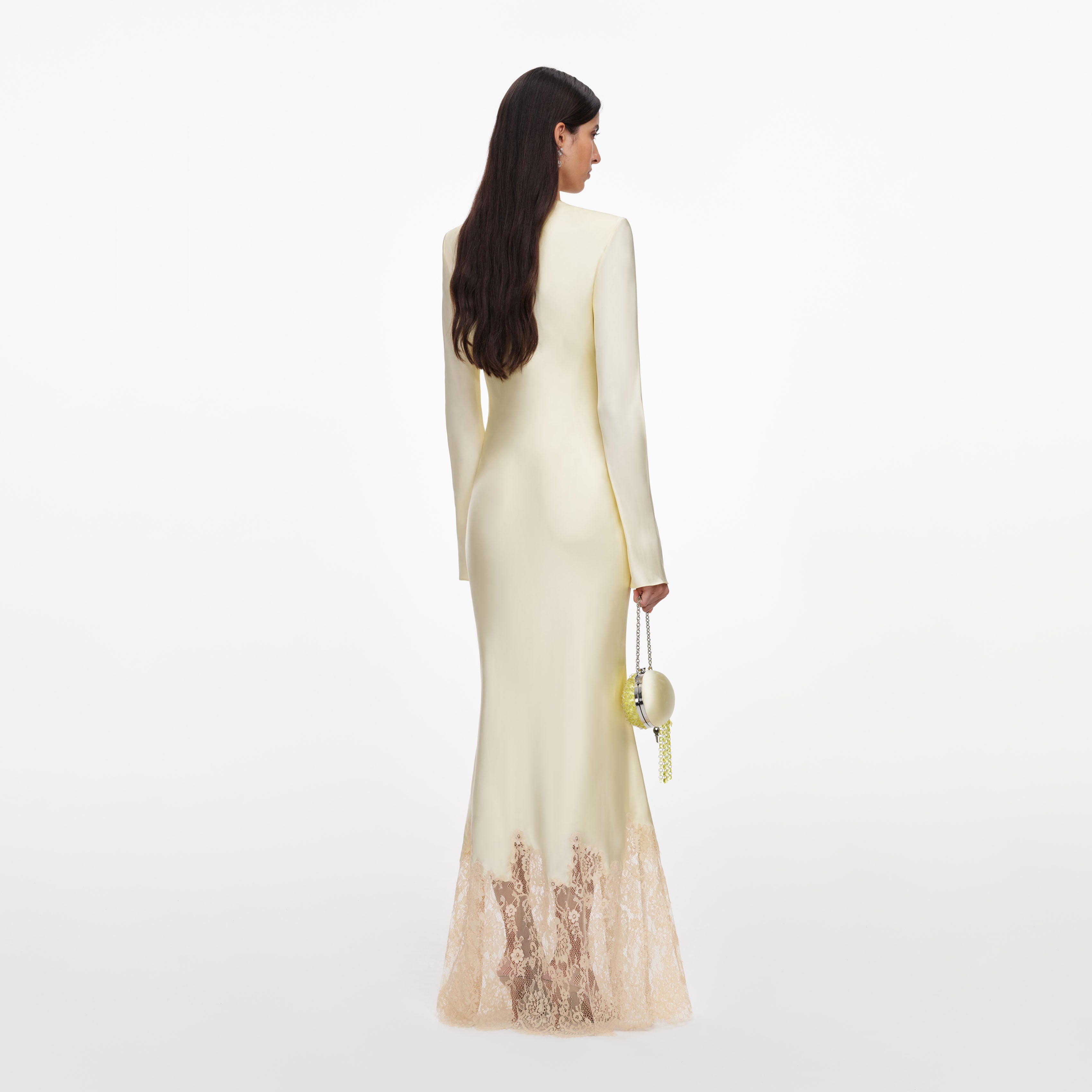 Self Portrait Yellow Viscose Lace Maxikleid Gelb UK 8 Spitze