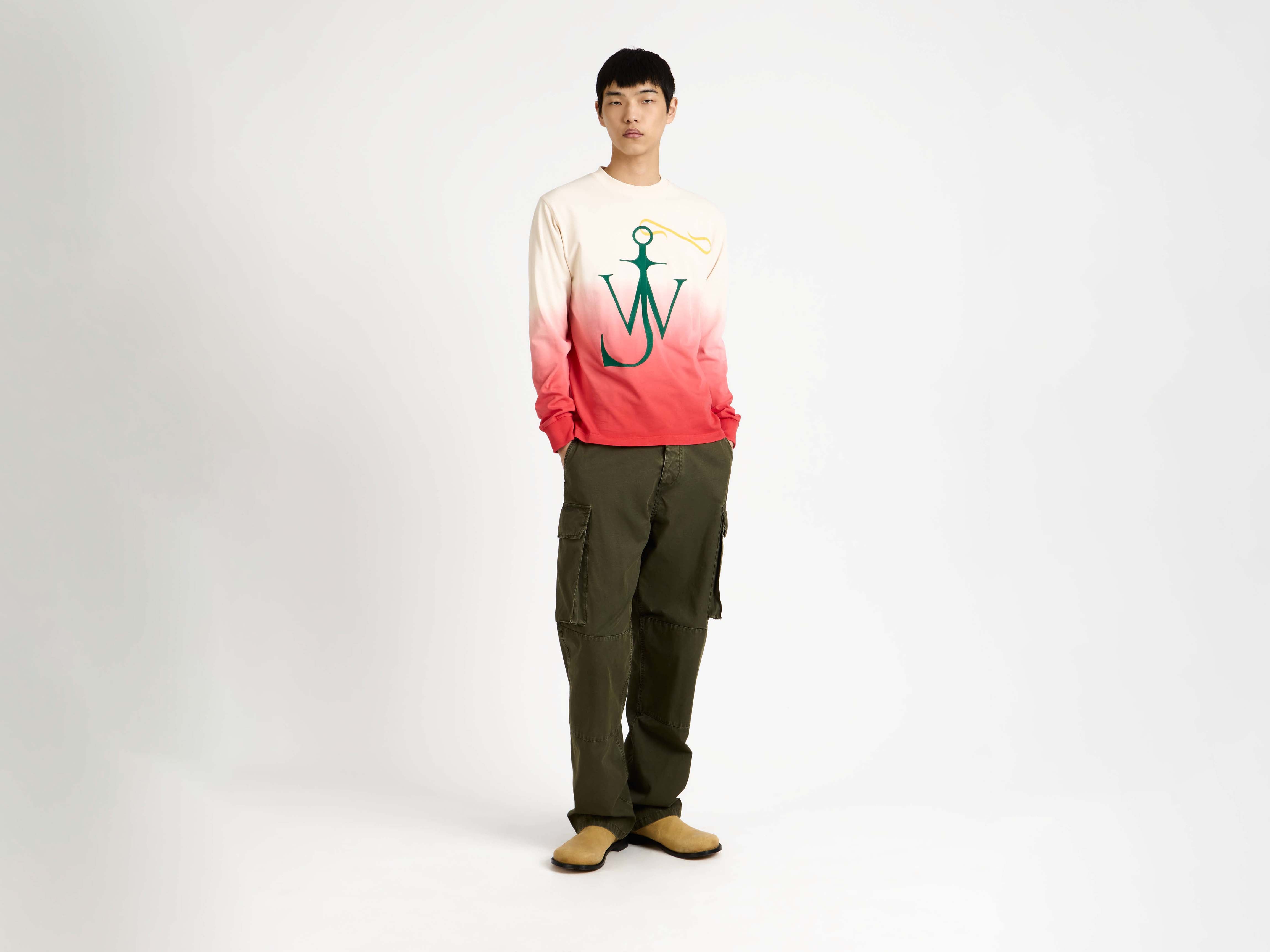 J.W.Anderson Dip Dye Anchor Longsleeve Off-White/Red Herren