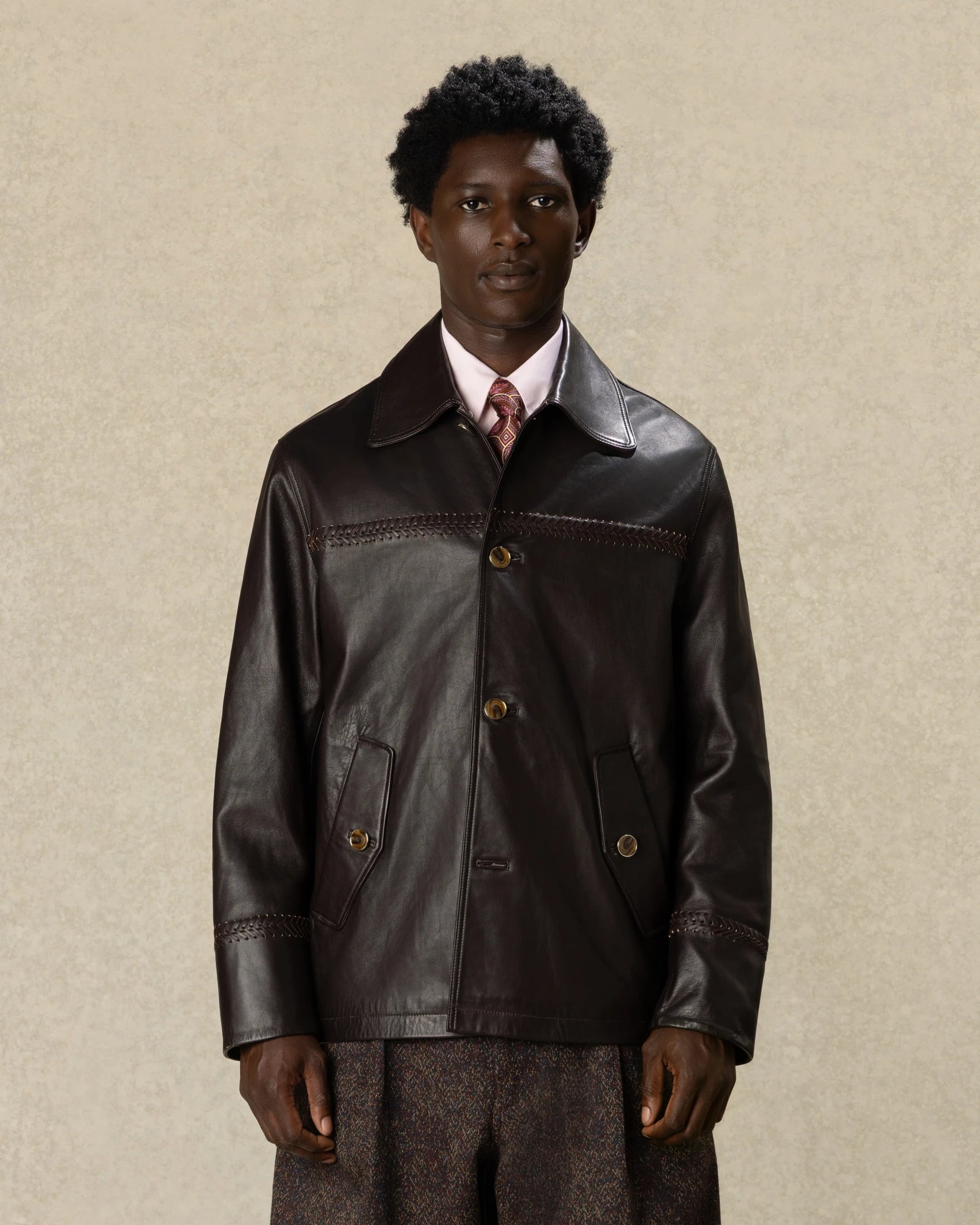 Drôle De Monsieur Safari Lederjacke dunkelbraun Leder