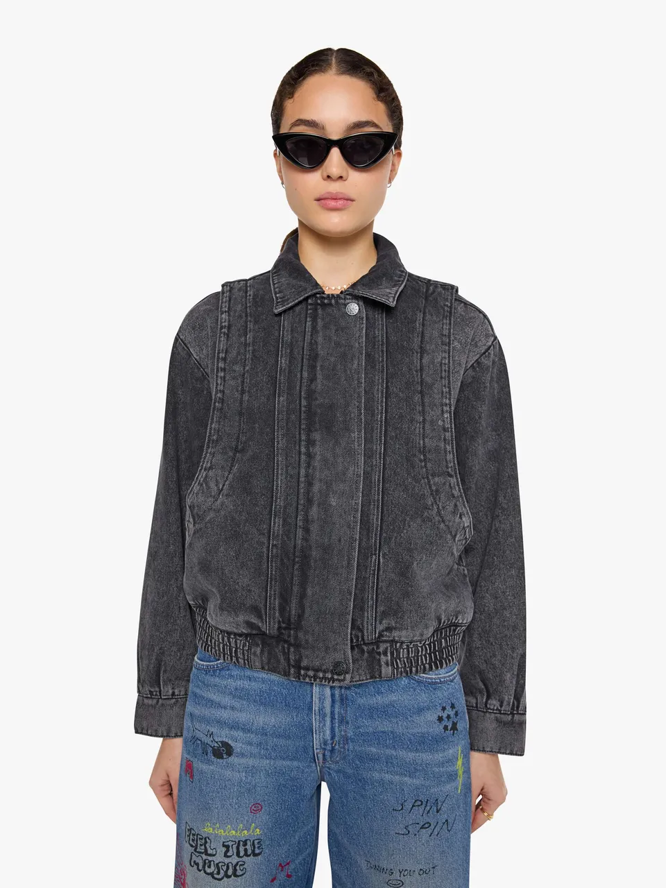 Mother Snacks Wing Ding Denimjacke Burnt Toast Grau Bomber