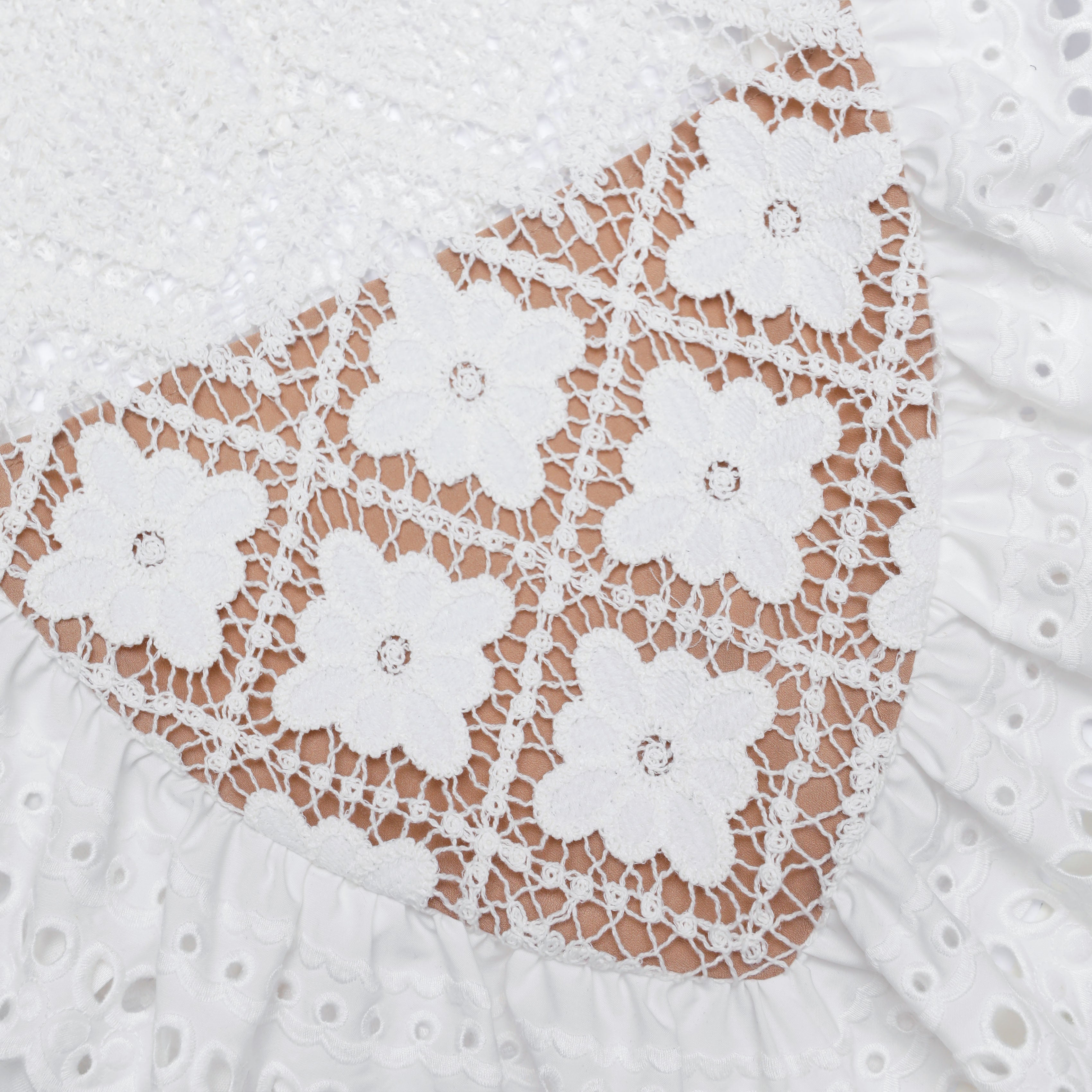 Self Portrait Tops White Crochet Lace Crop Top Weiß Rüschen