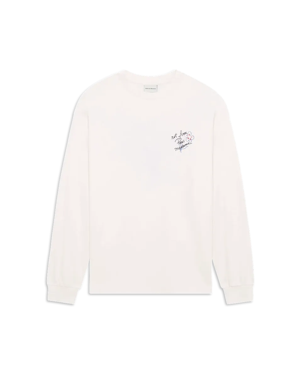 Drôle De Monsieur Esquisse Slogan Langarmshirt off-white Baumwolle