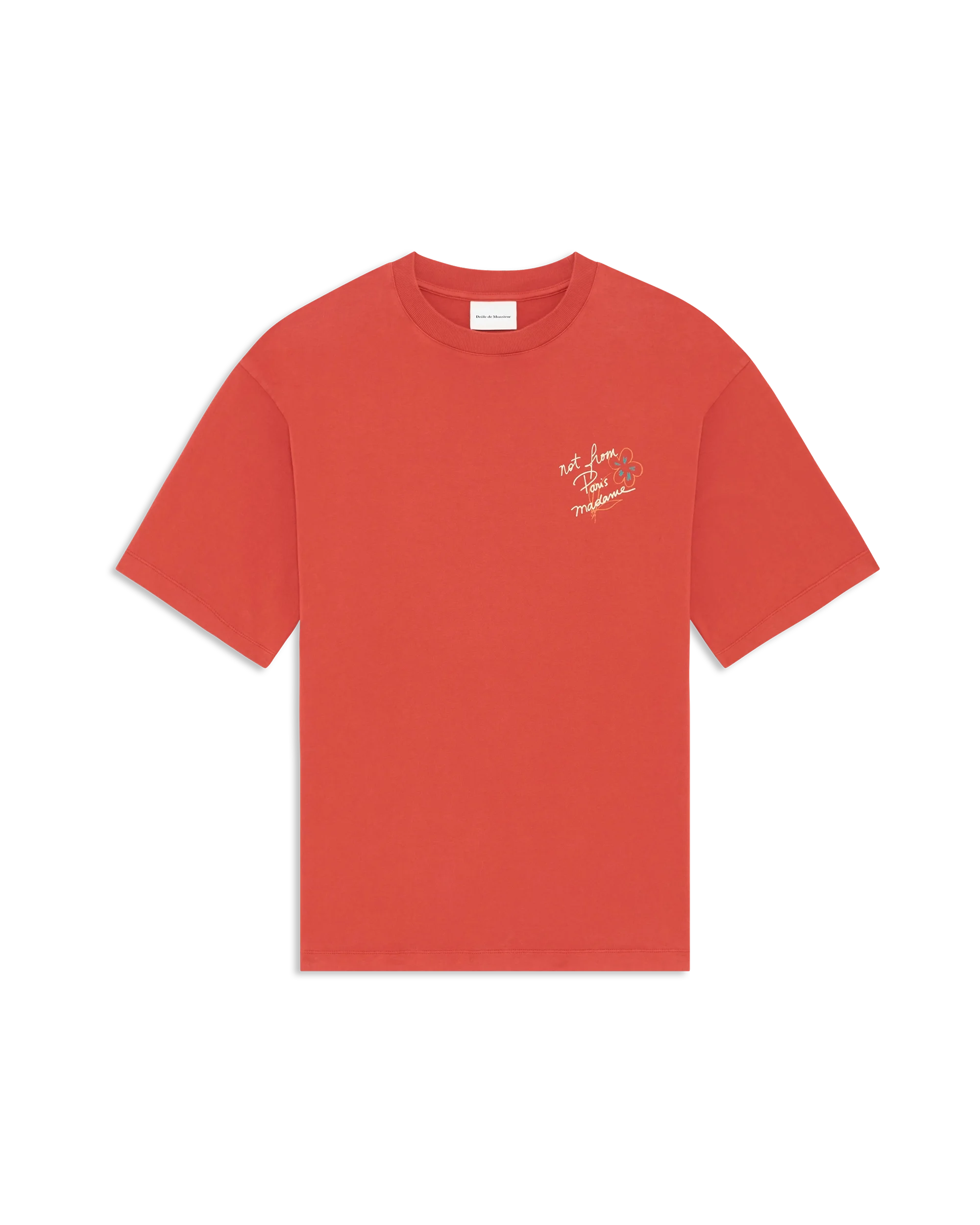 Drôle De Monsieur Esquisse Slogan T-Shirt Brick Baumwolle