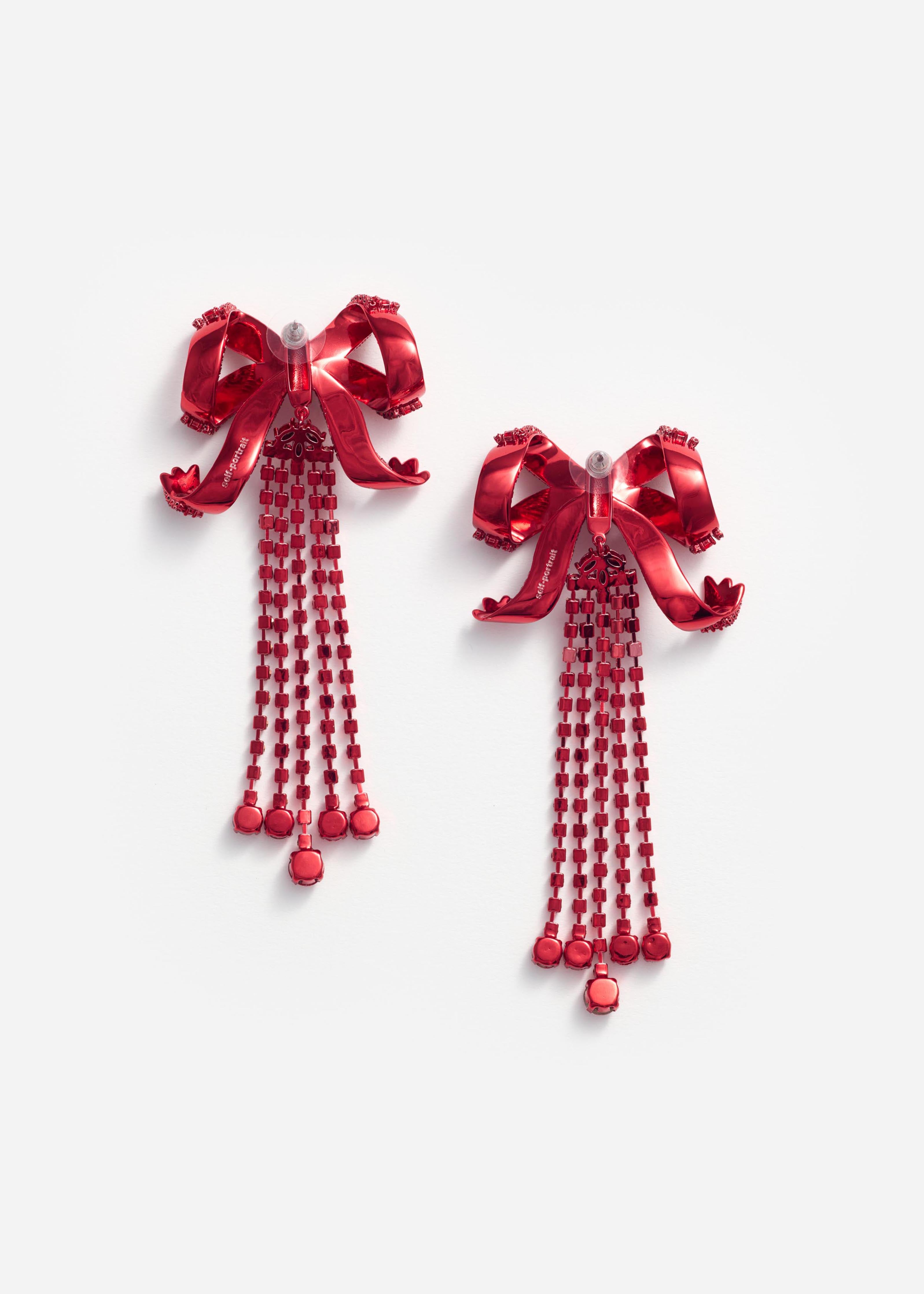 Self Portrait Jewellery Red Bow Diamante Ohrringe One Size Rot