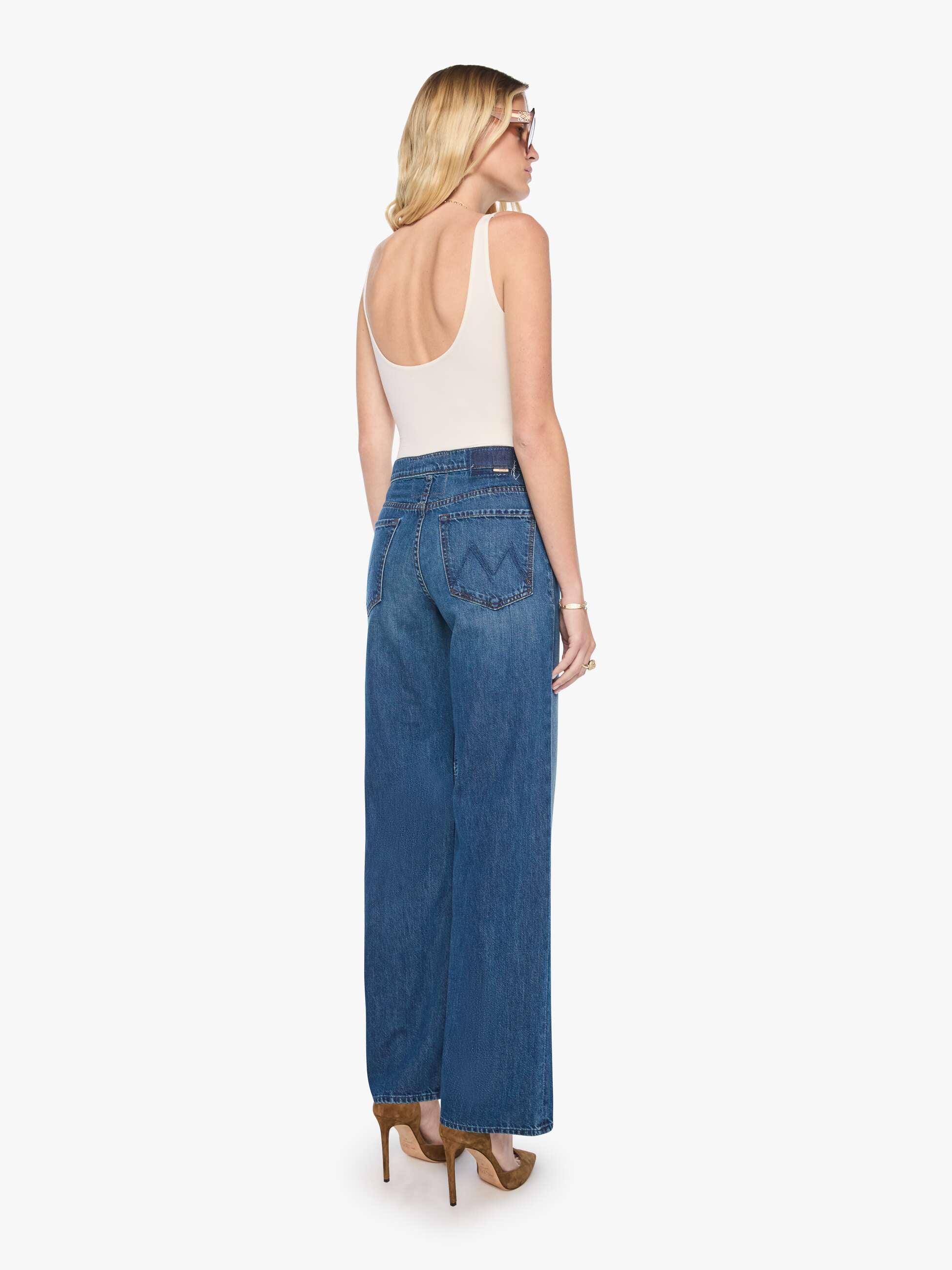 Mother The Tab Rerun Zip Sneak Jeans Bad Date Blau