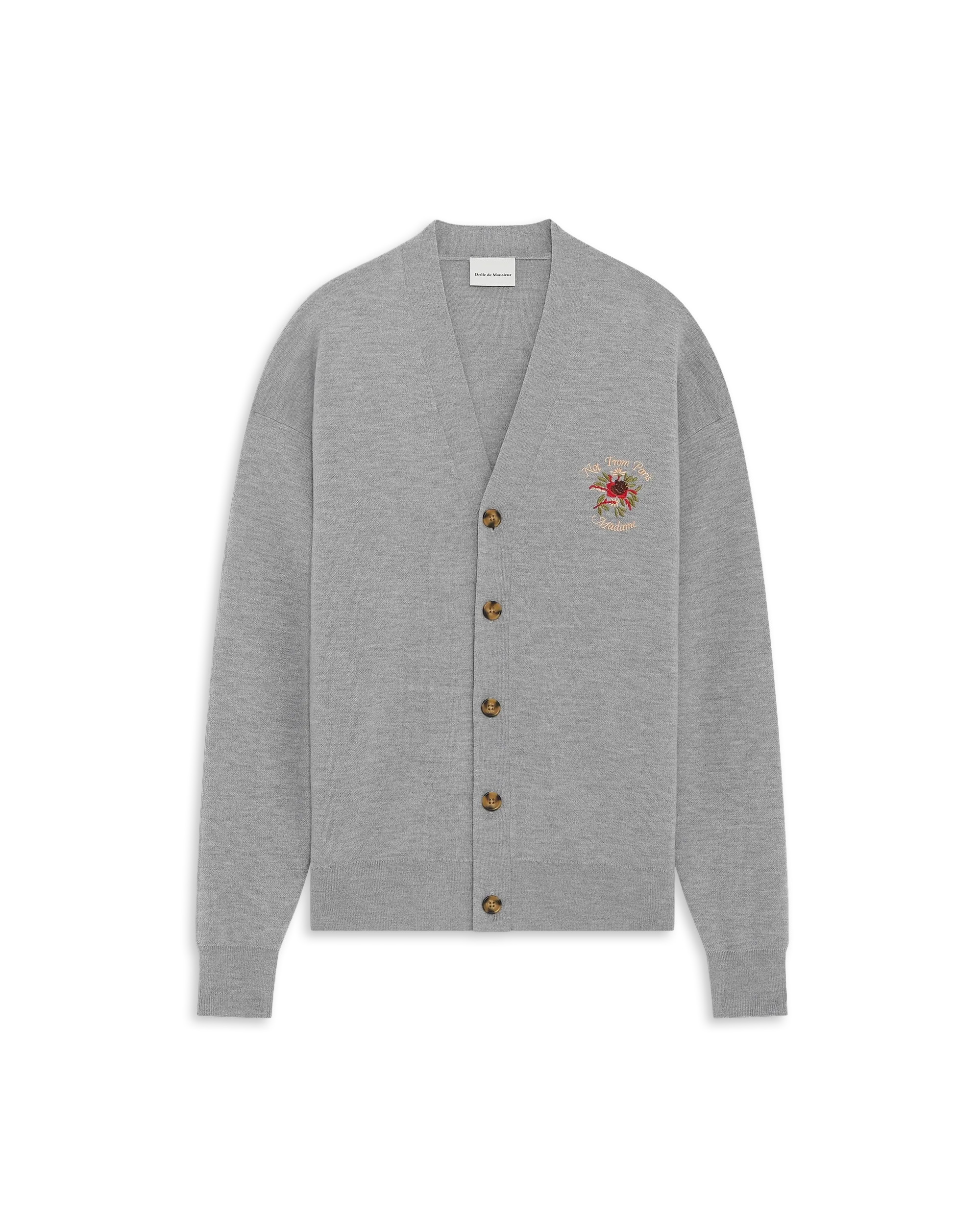 Drôle De Monsieur Le Cardigan Slogan Rose Cardigan hellgrau Merinowolle