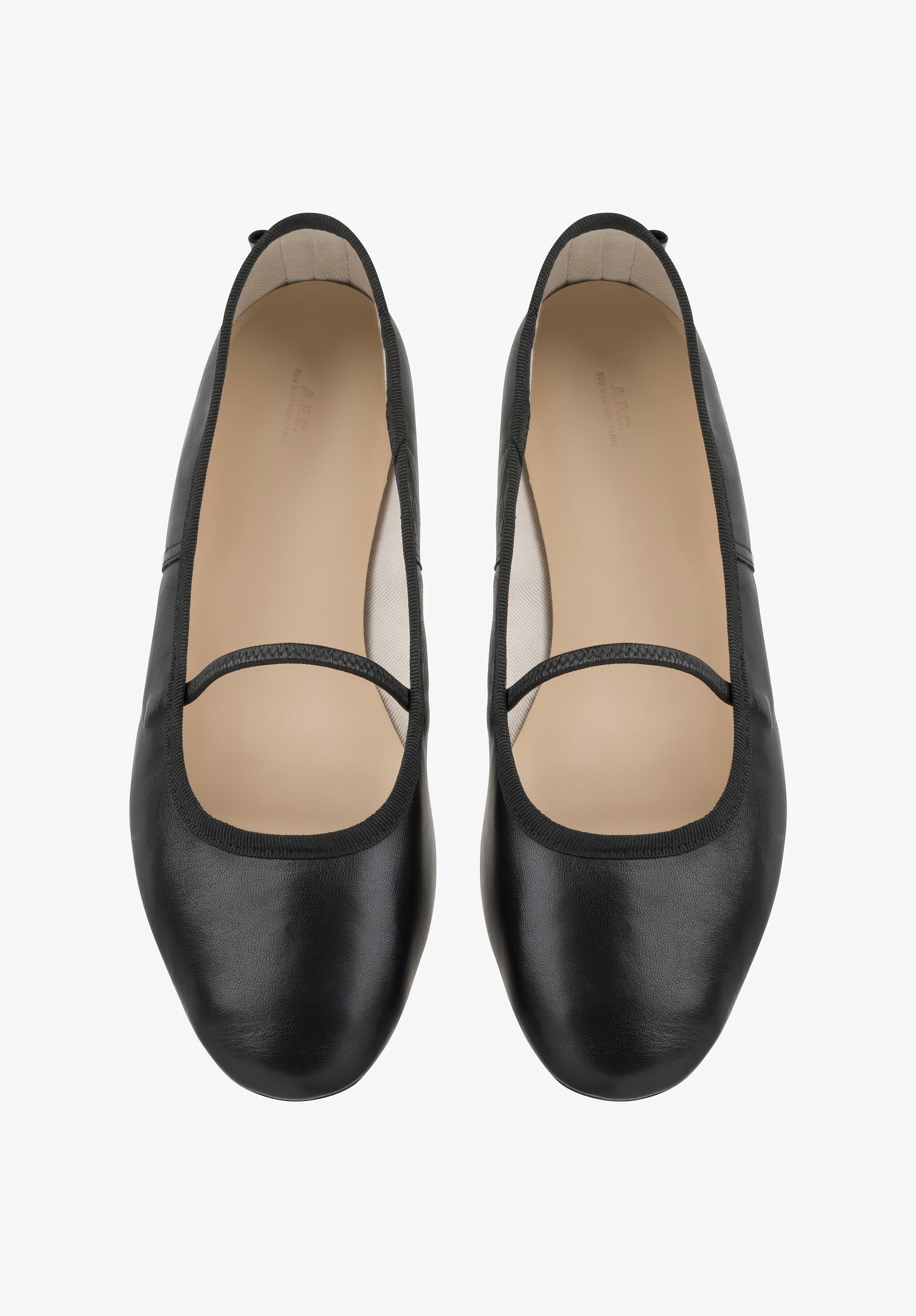 A.P.C. Swan Ballerinas Glattleder Schwarz Ledersohle