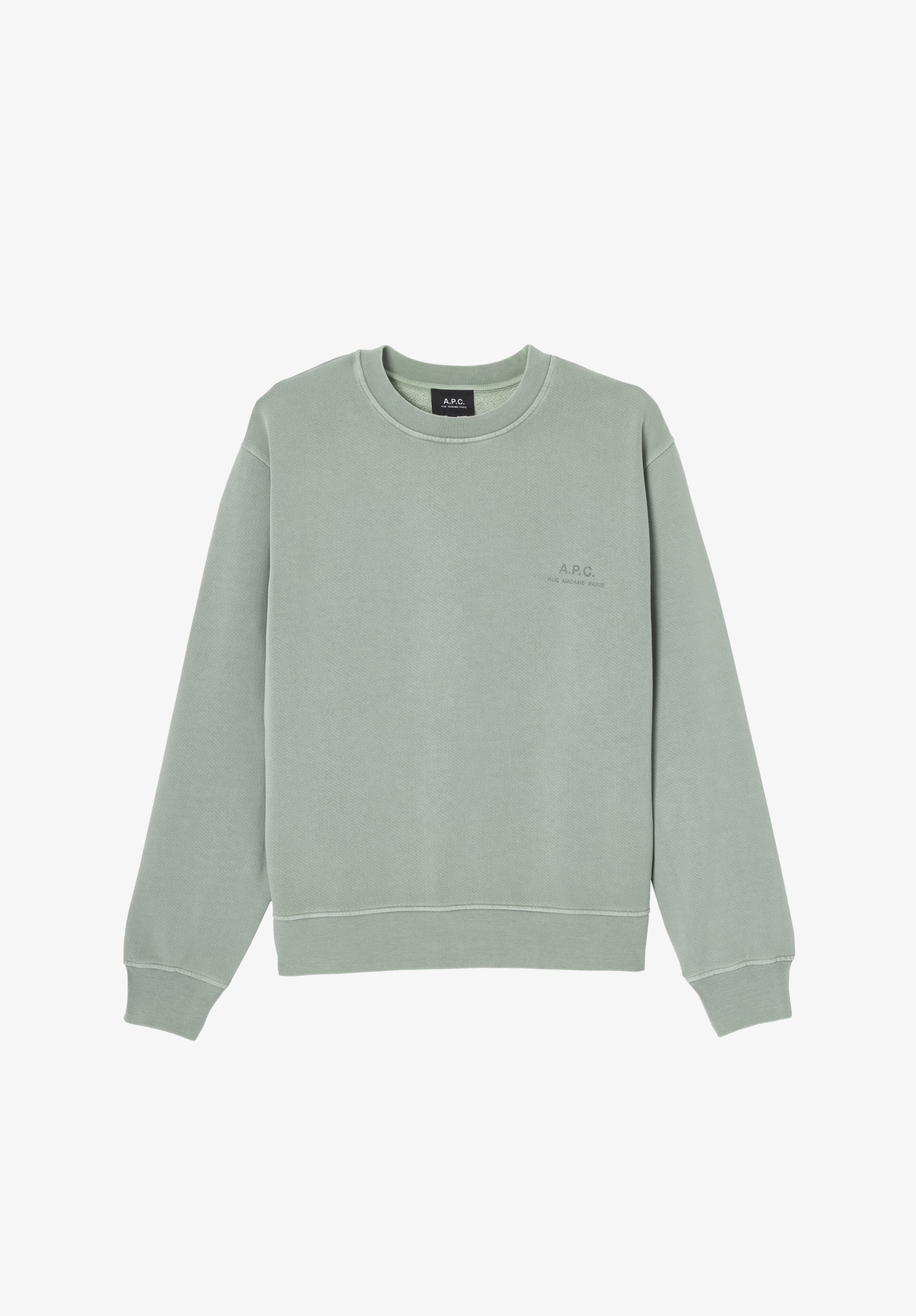 A.P.C. Sweatshirt graugrün Bio-Baumwolle kleines Logo