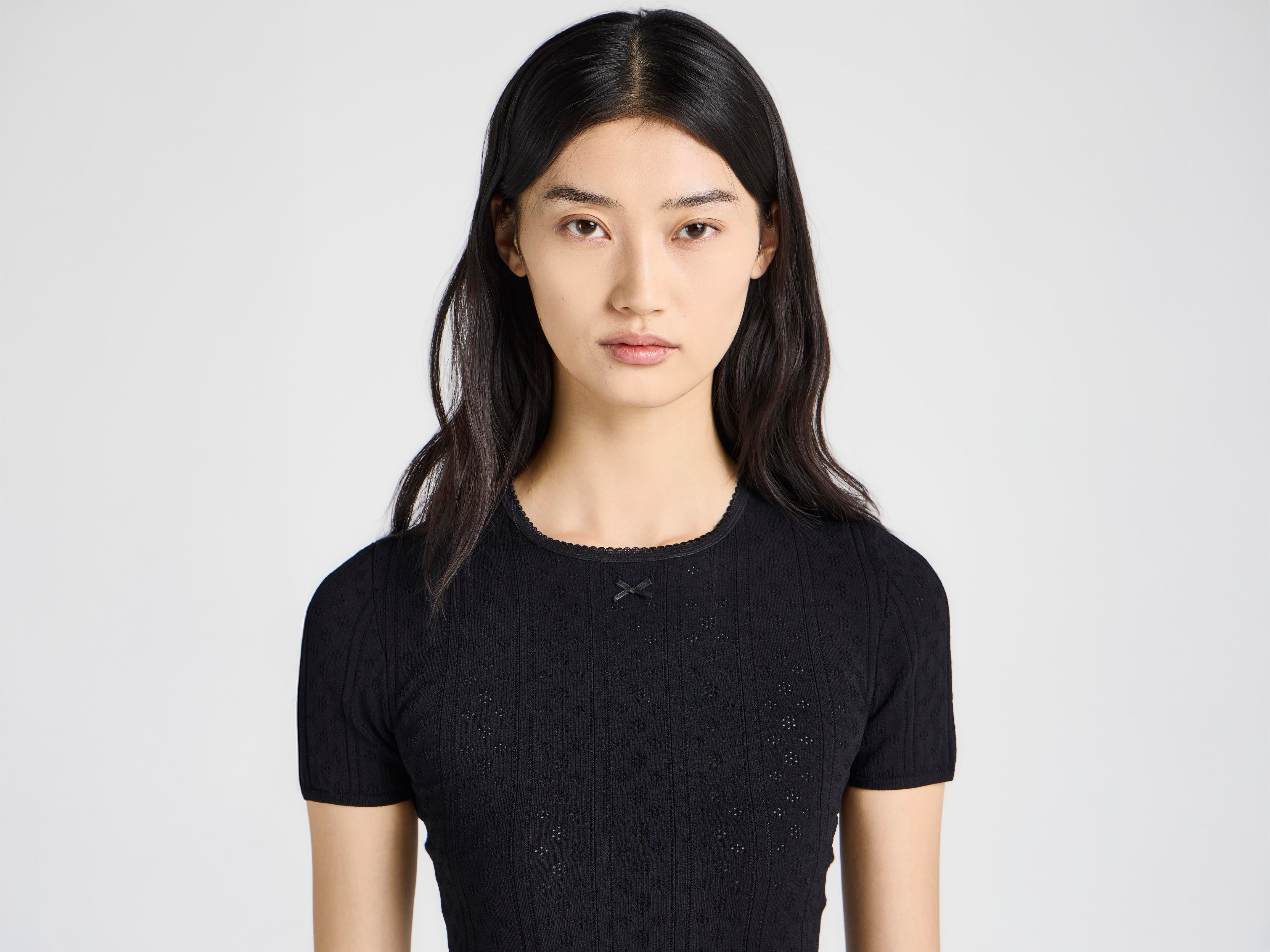 J.W.Anderson Knitwear Pointelle T-Shirt Schwarz Viskose