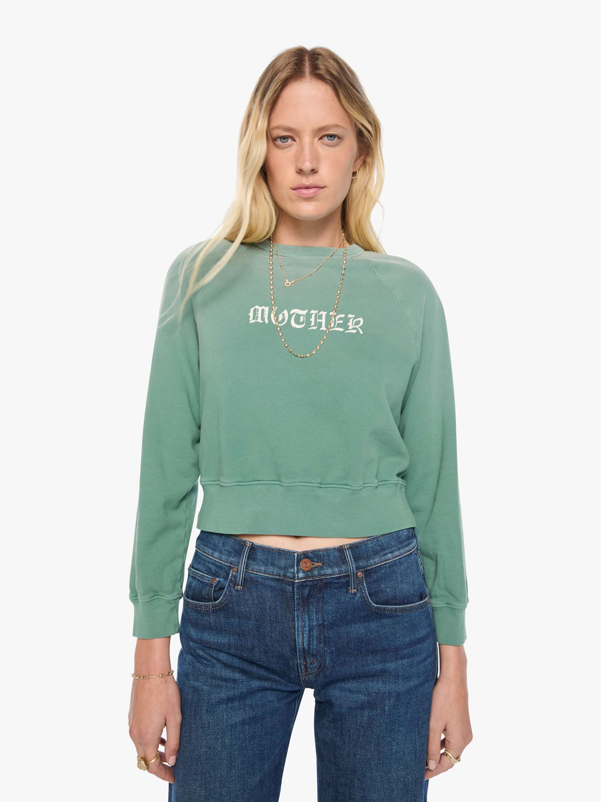 Mother Itty Concert Sweatshirt Faded Ivy cropped
