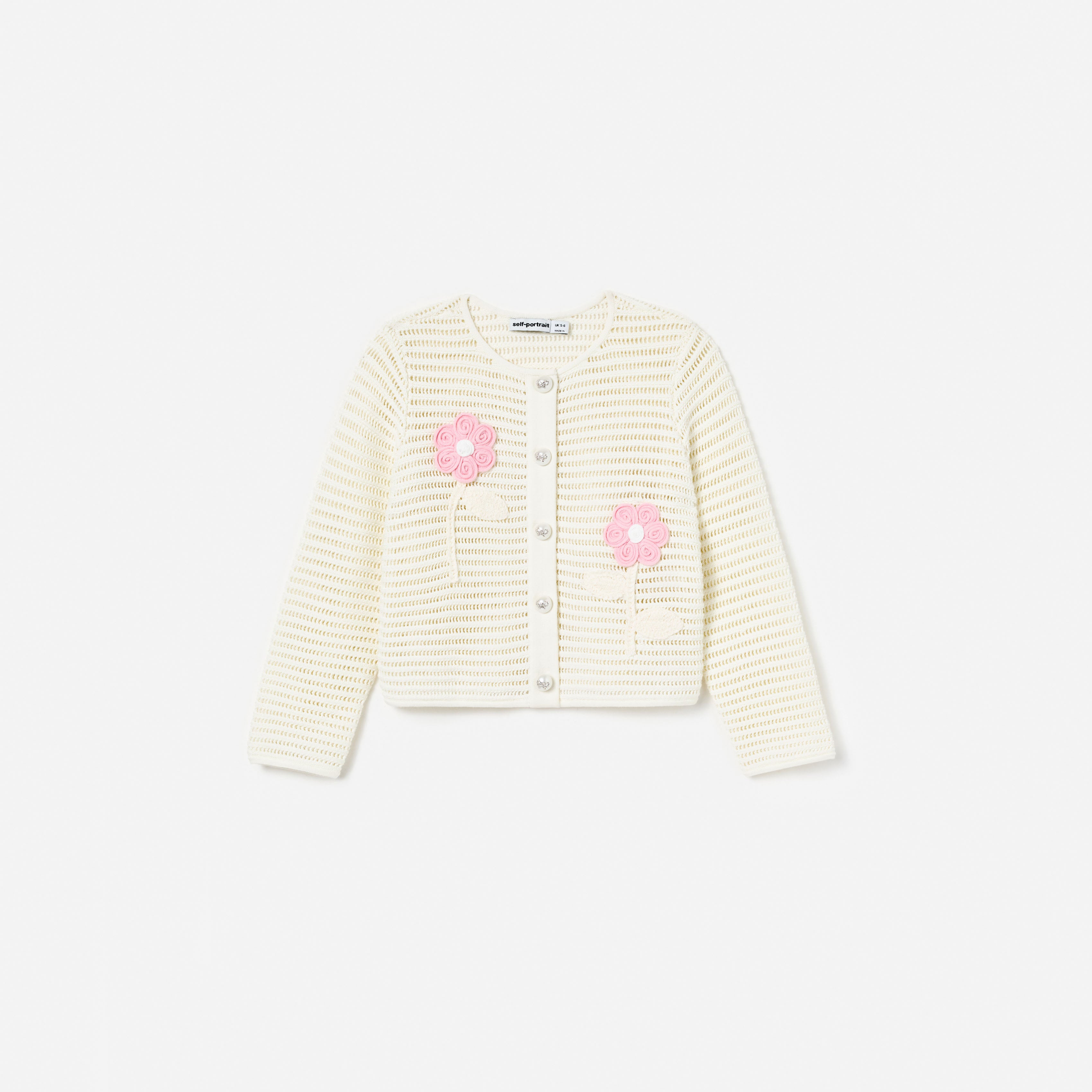 Self Portrait Cream Flower Strickjacke Creme Blumen Kids