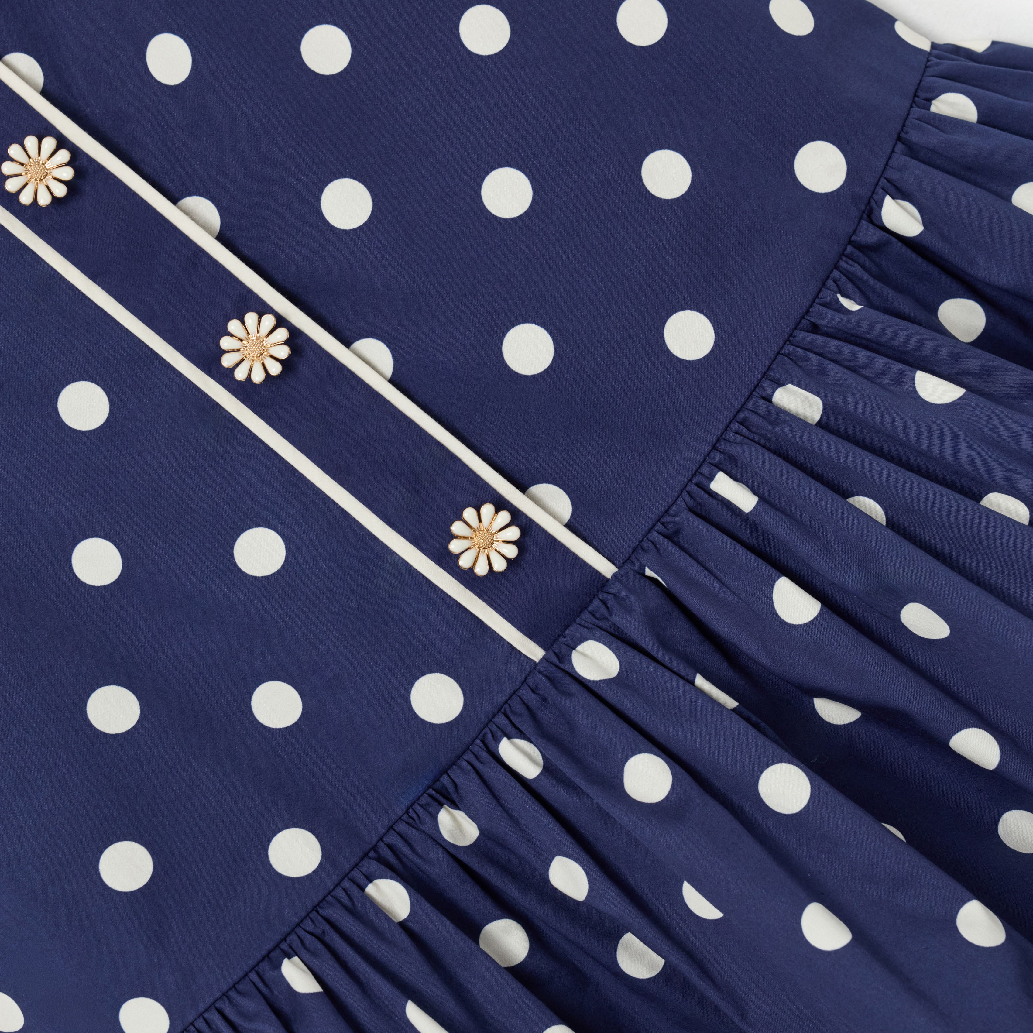Self Portrait Dresses Navy Polka Dot Baumwollkleid 6-7 Jahre