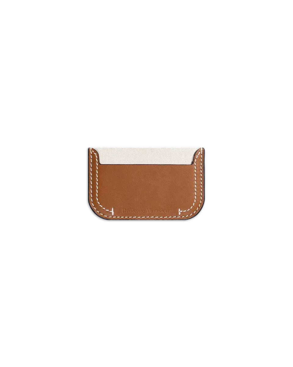 Drôle De Monsieur Porte-cartes Surpiqué Kartenetui Ecru Leder