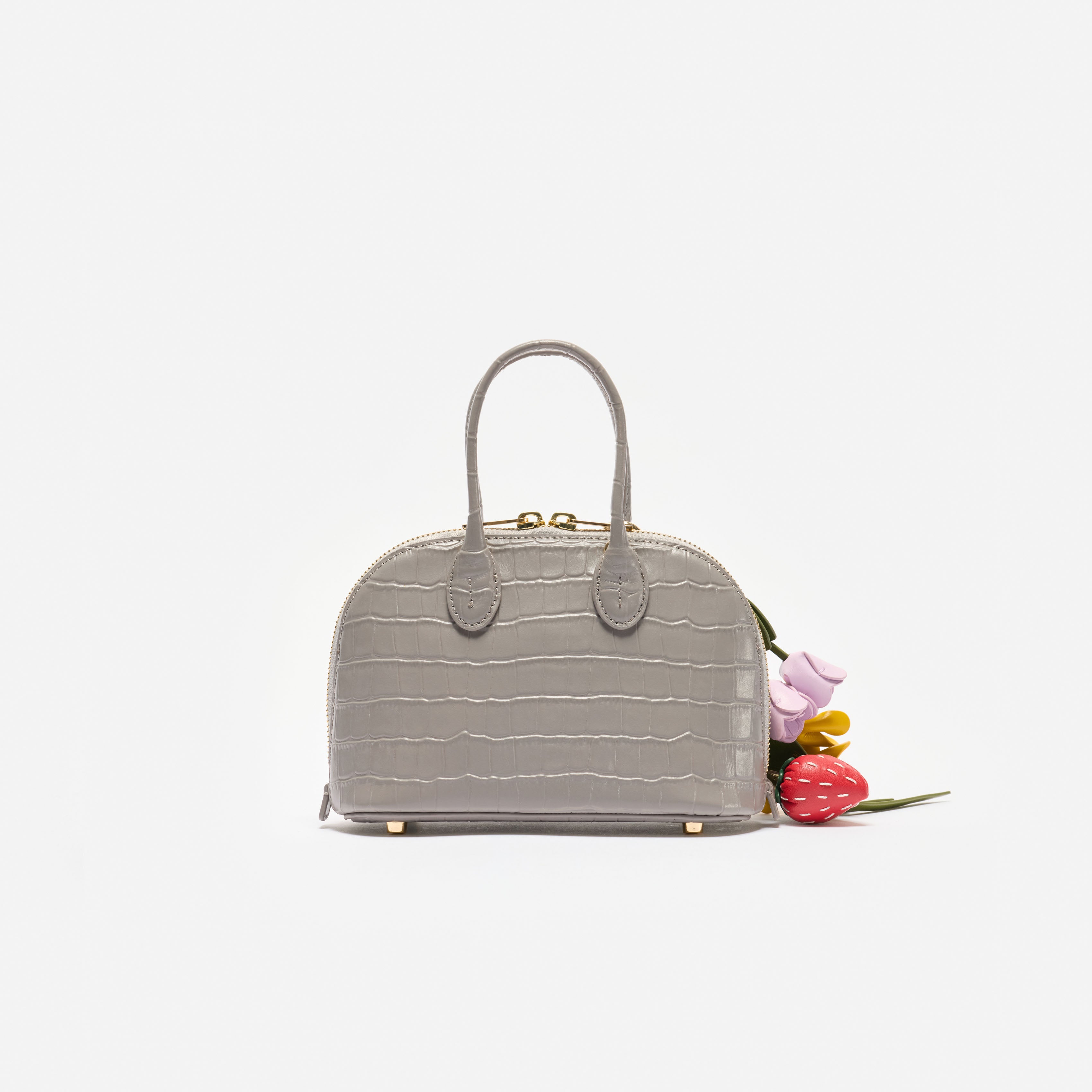 Self Portrait Handbags Embossed Leather Grey Mini Tasche Grau Leder