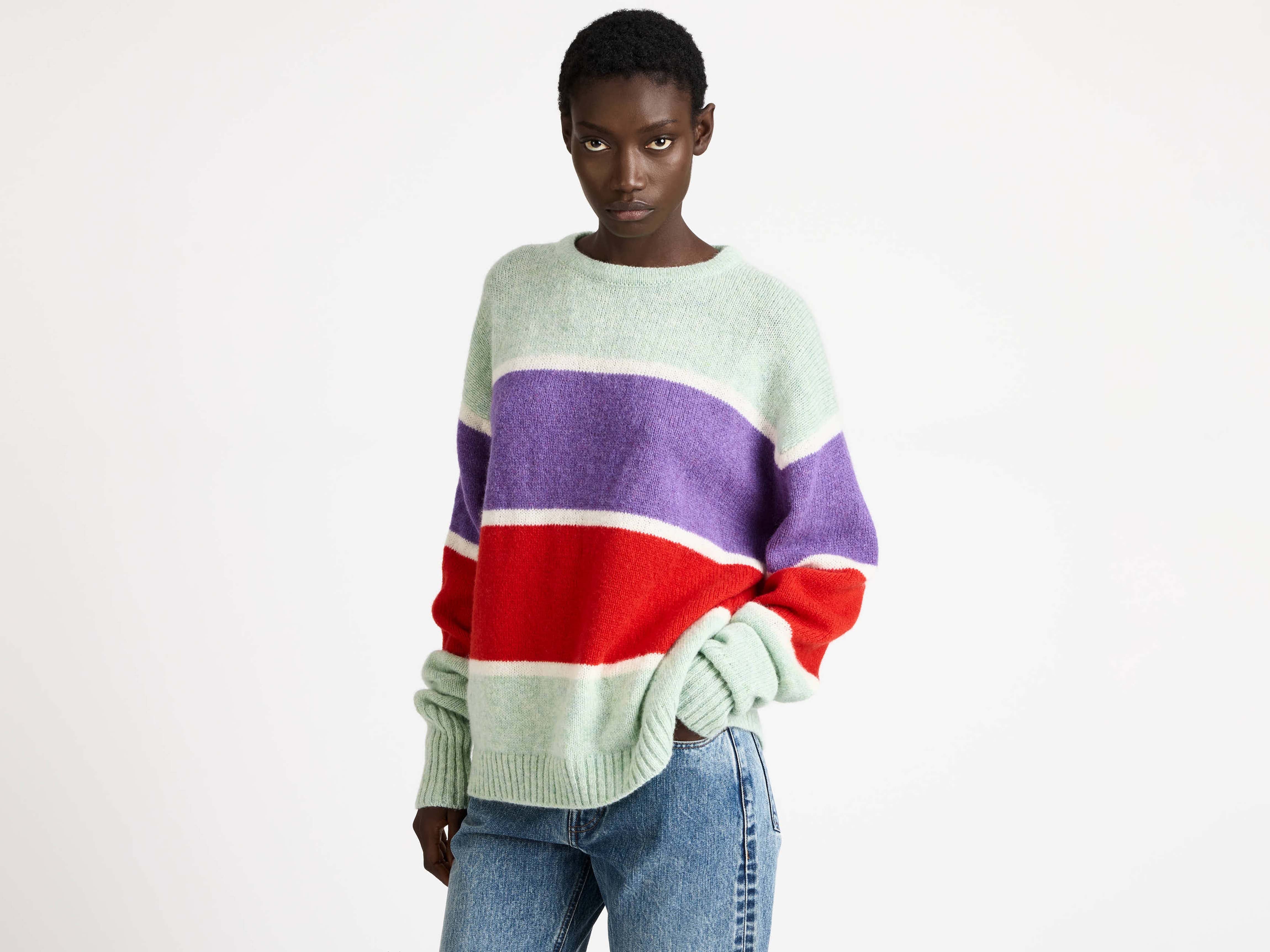 J.W.Anderson Knitwear Pullover Damen Mint Streifen Crew Neck