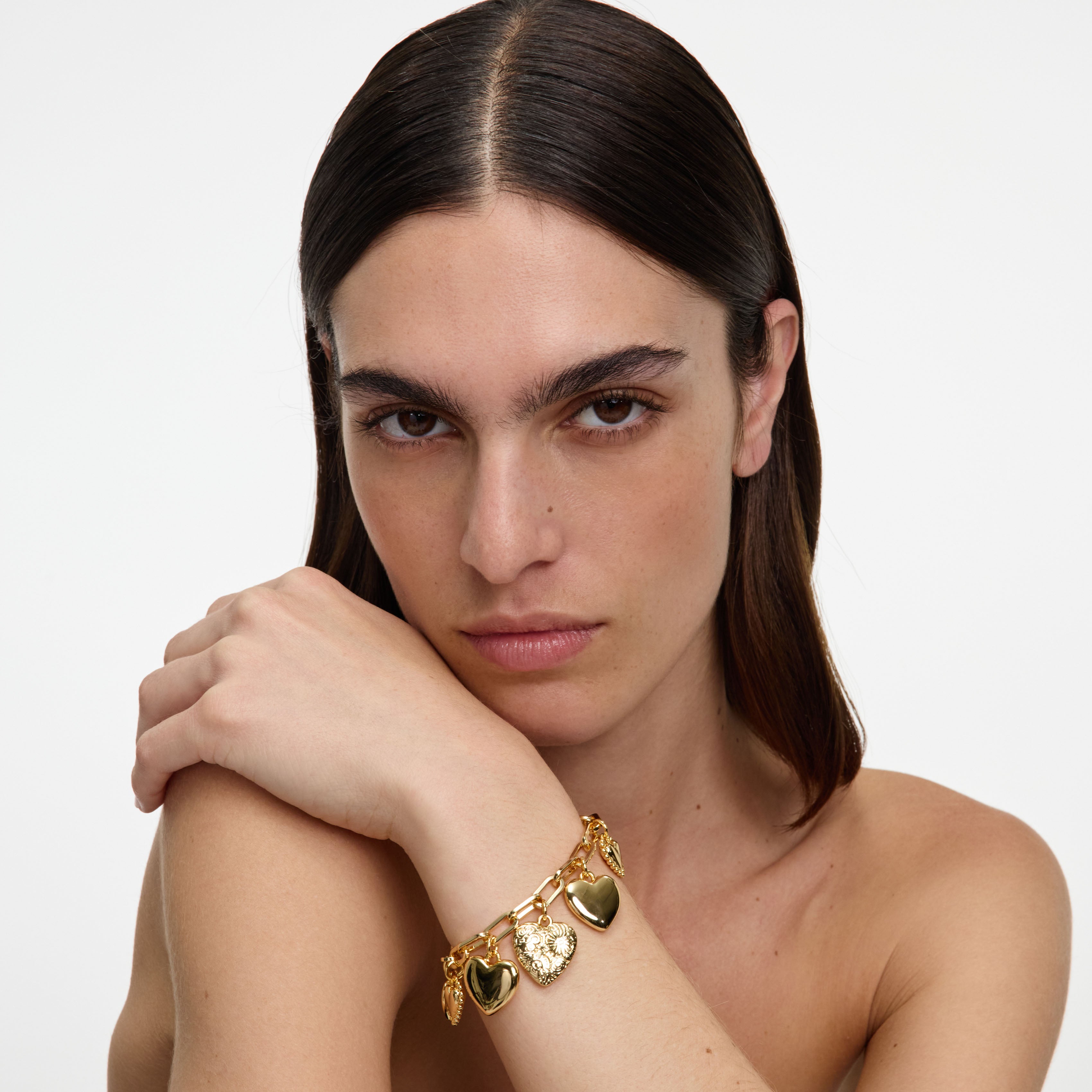 Self Portrait Jewellery Gold Heart Messing Armband Gold