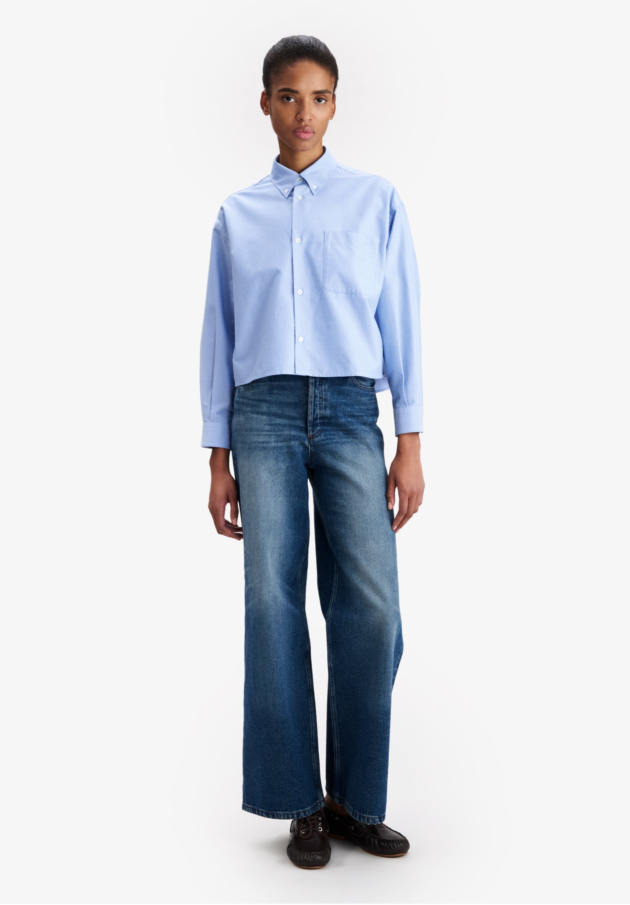 A.P.C. Oxford Hemd hellblau kurz Baumwolle Damen