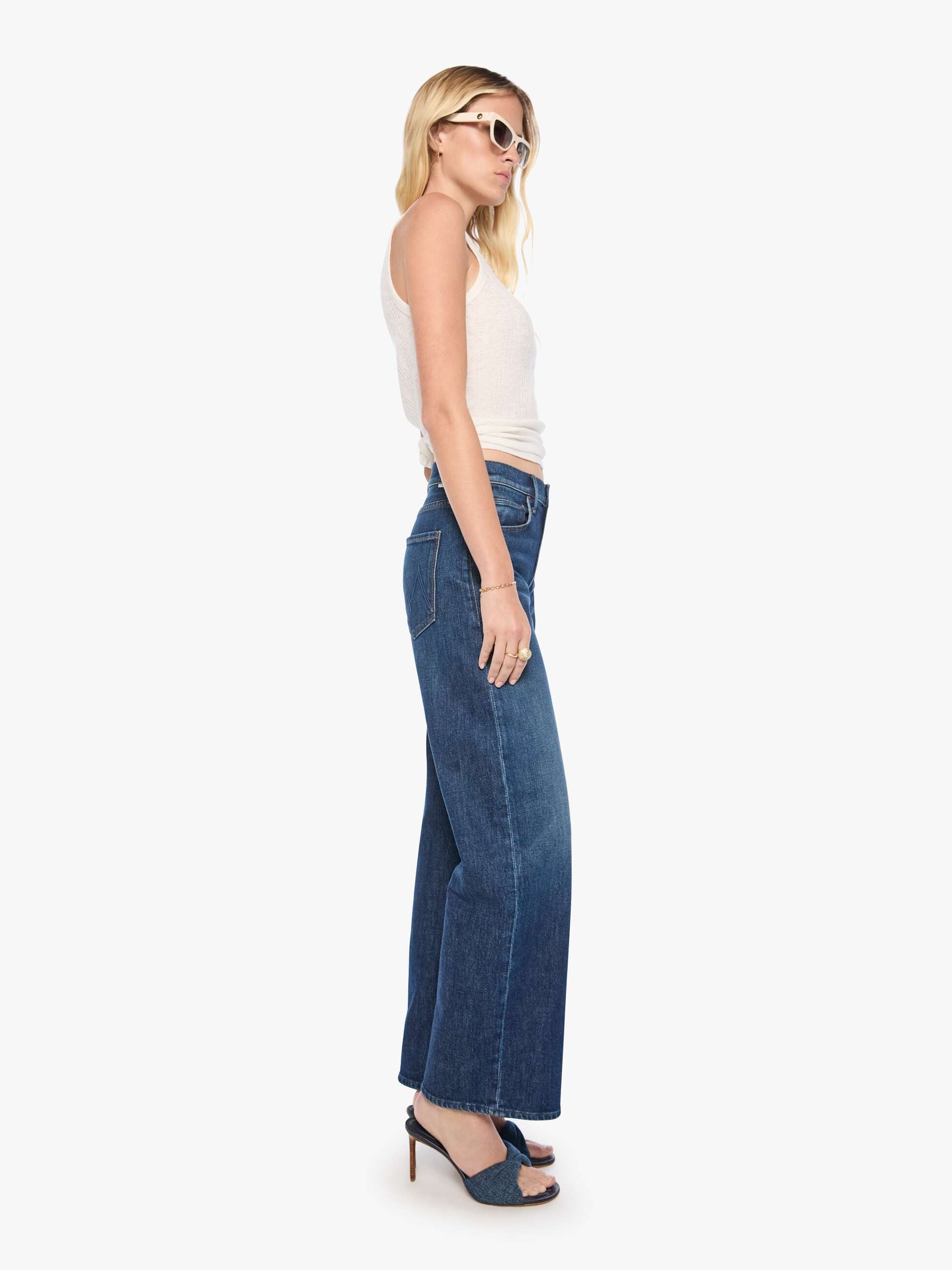 Mother Mid Rise Lasso Sneak Jeans Museum Dunkelblau Barrel