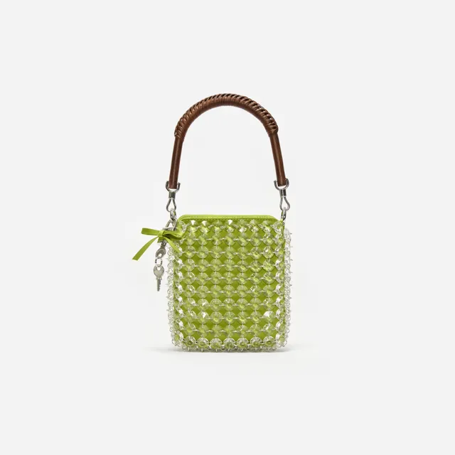 Self Portrait Green Crystal Mini Tote Tasche Grün