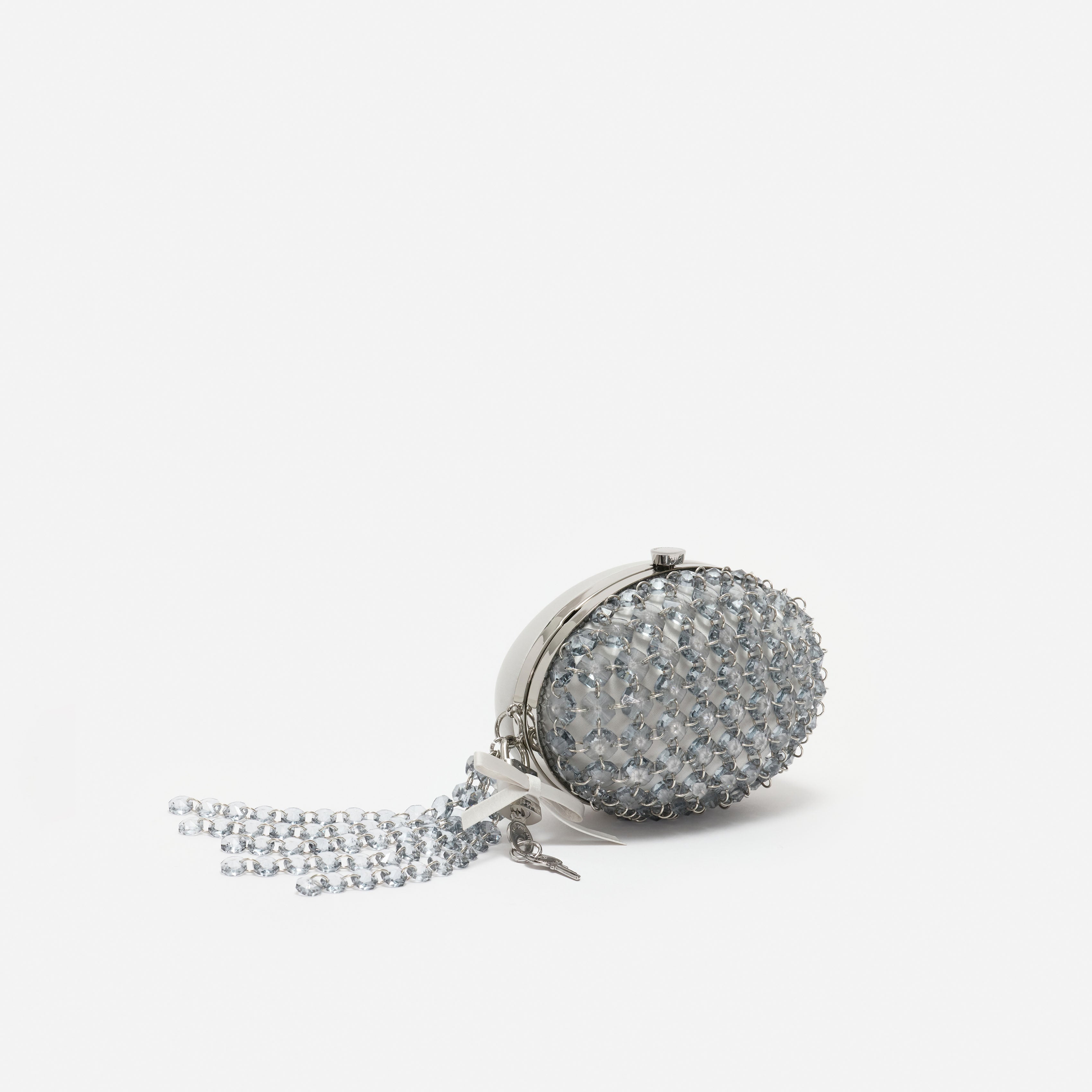 Self Portrait Grey Oval Crystal Chain Clutch Grau One Size Kristall