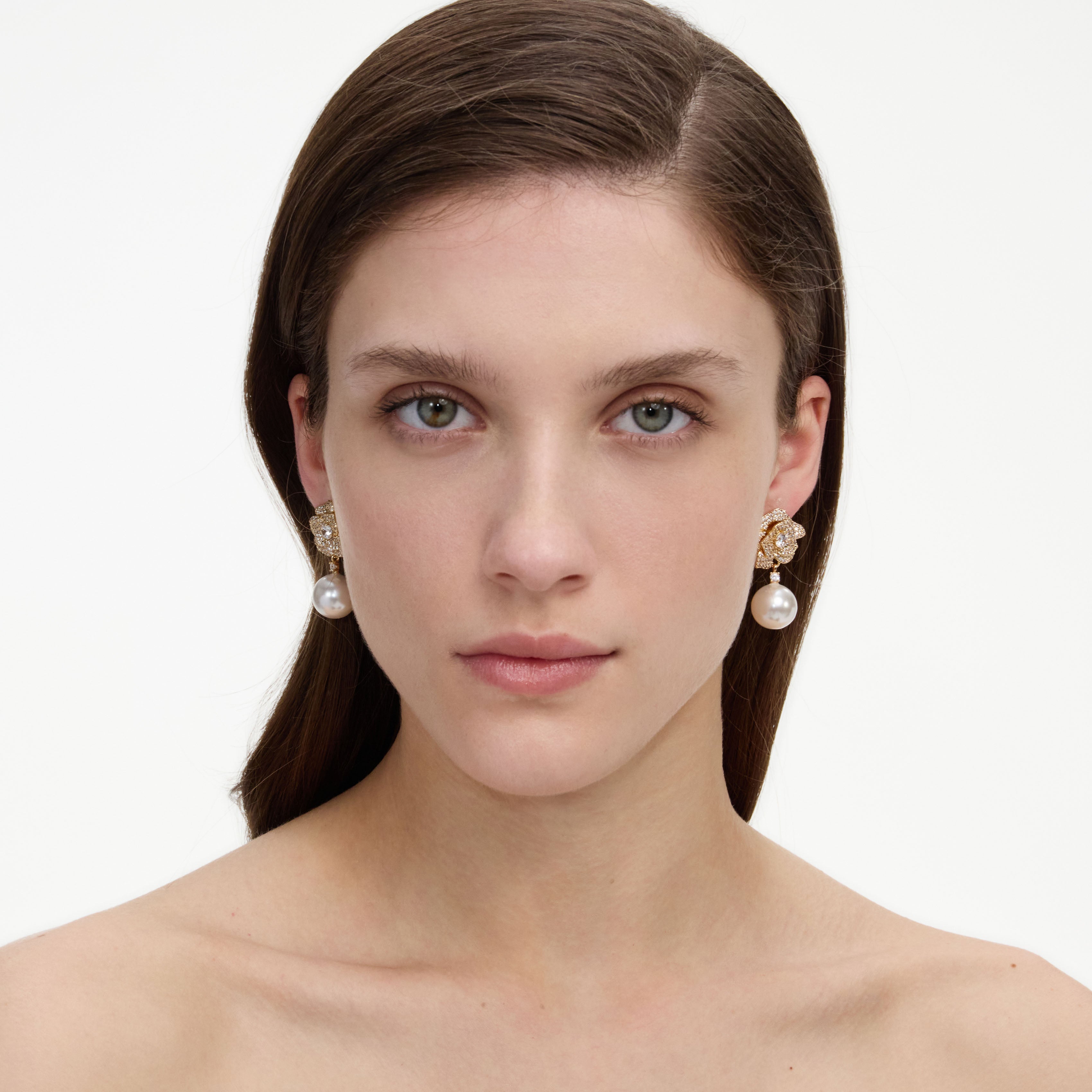 Self Portrait Mini Gold Crystal Flower Pearl Ohrringe Gold