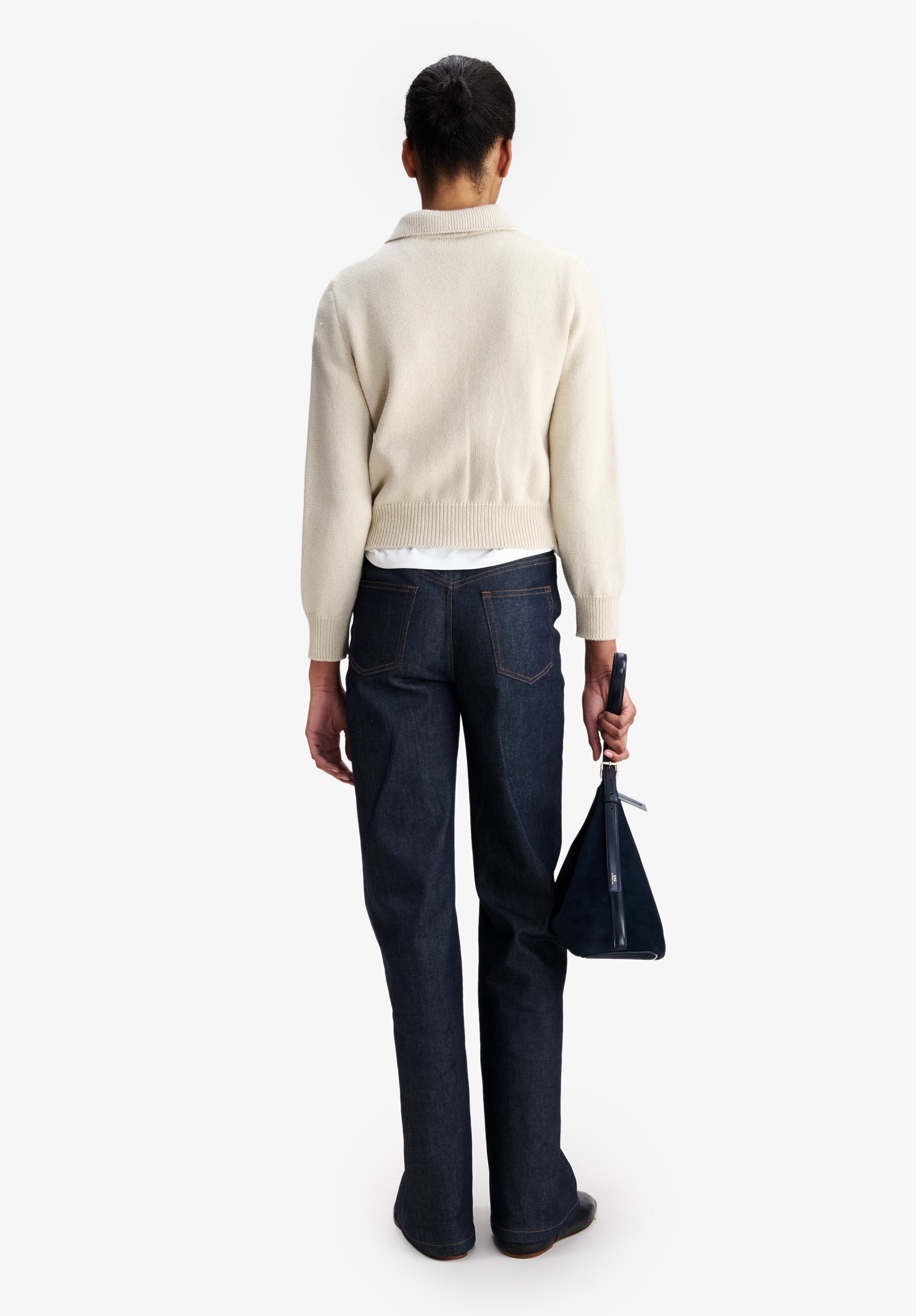 A.P.C. Cardigan grau Wolle Kragen Hornknöpfe