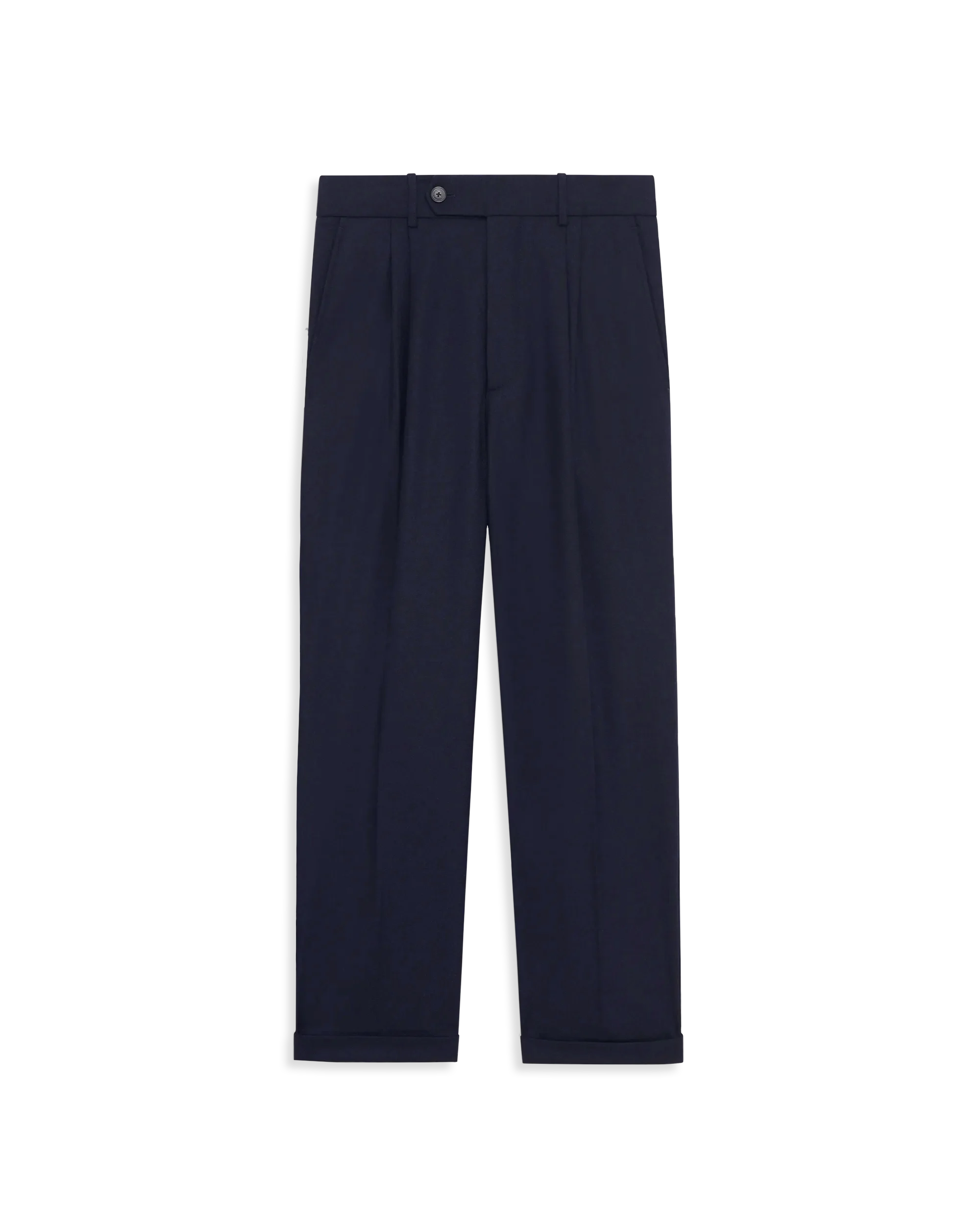 Drôle De Monsieur Plis Cropped Hose Navy Wolle 2-Falten
