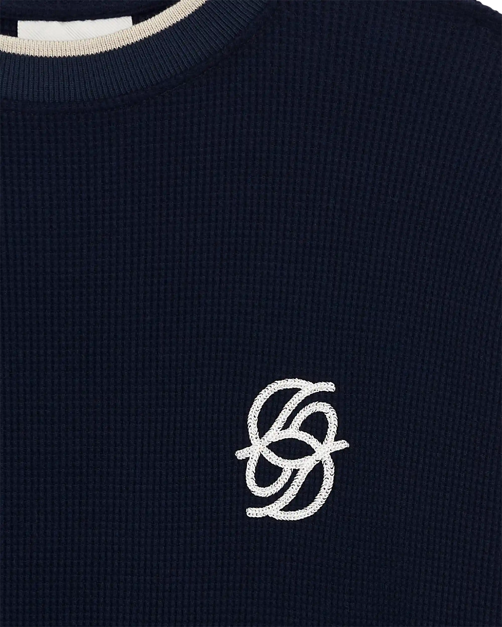 Drôle De Monsieur Waffle Longsleeve Navy Hanf Baumwolle