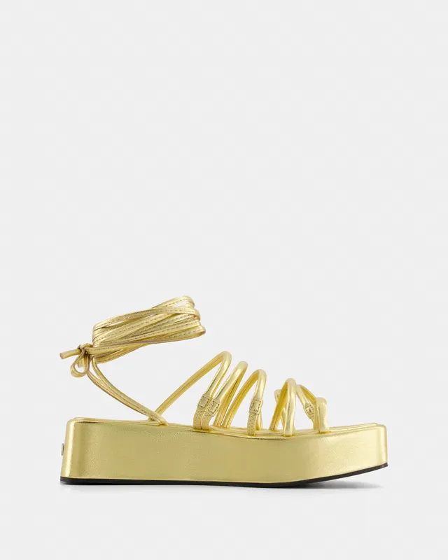 Nodaleto Bulla Gaia Sandalen Gold Nappa Plateau 50 mm