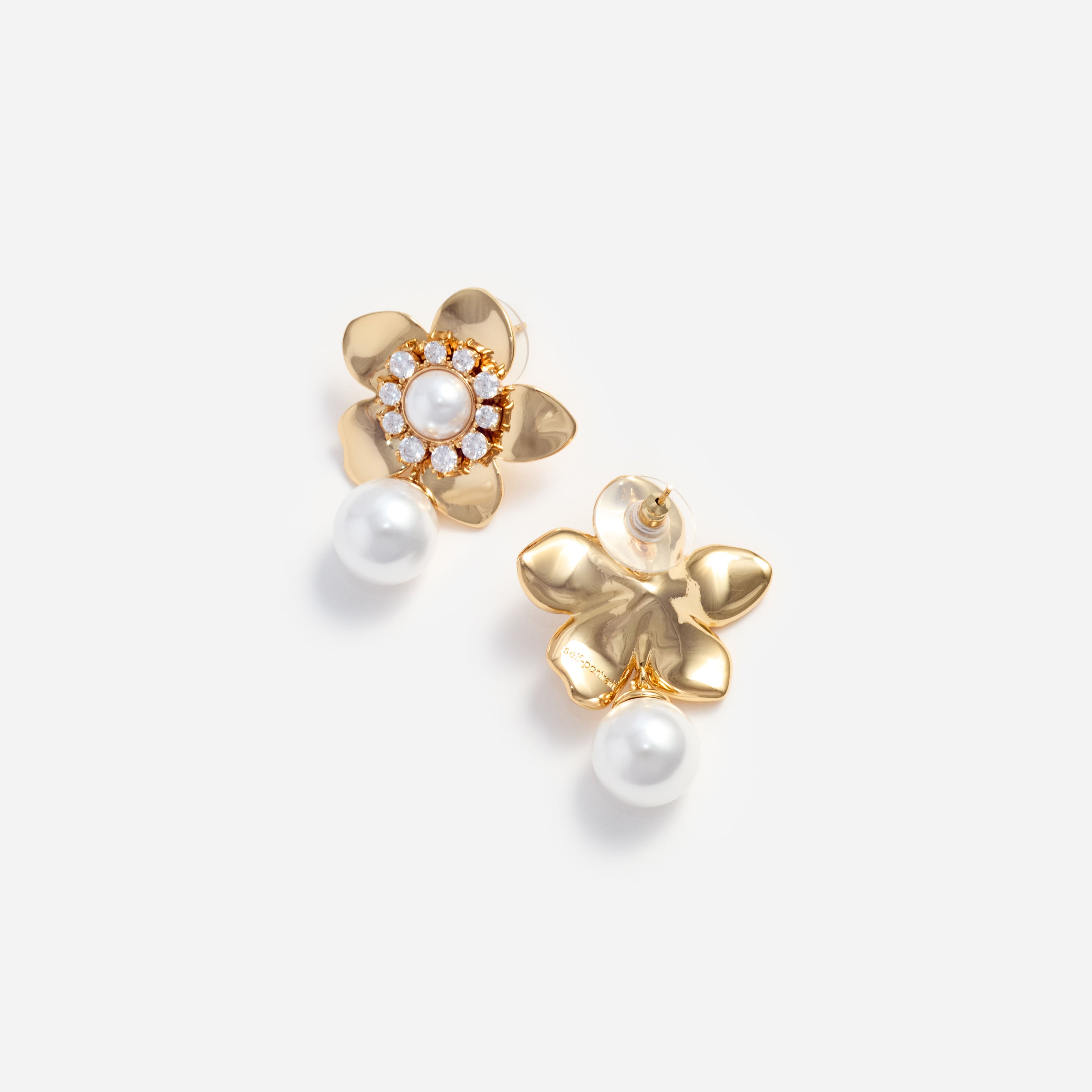 Self Portrait Jewellery Gold Flower Pearl Ohrringe One Size Blume