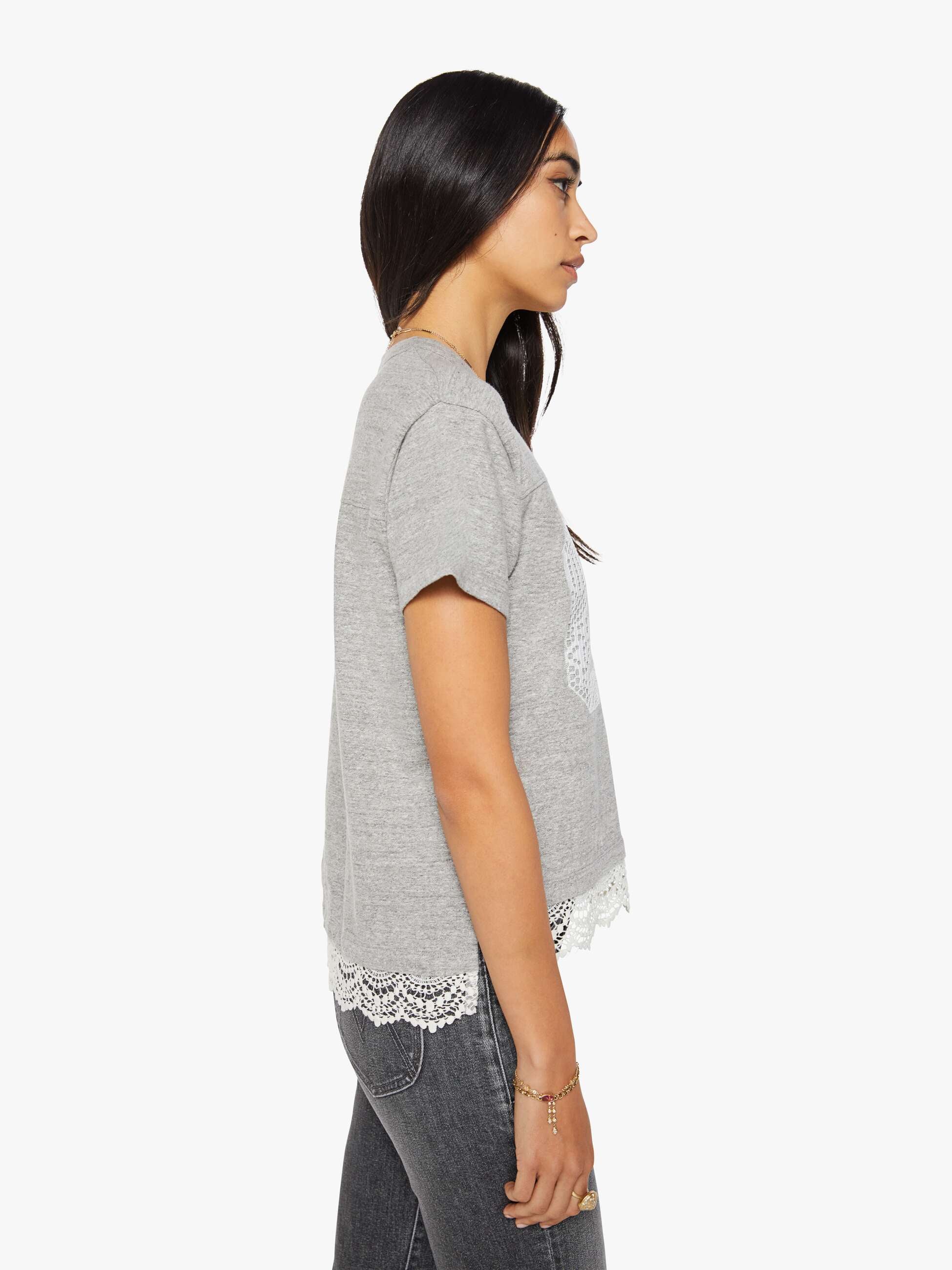 Mother The Footballer T-Shirt Heather Grey Baumwolle