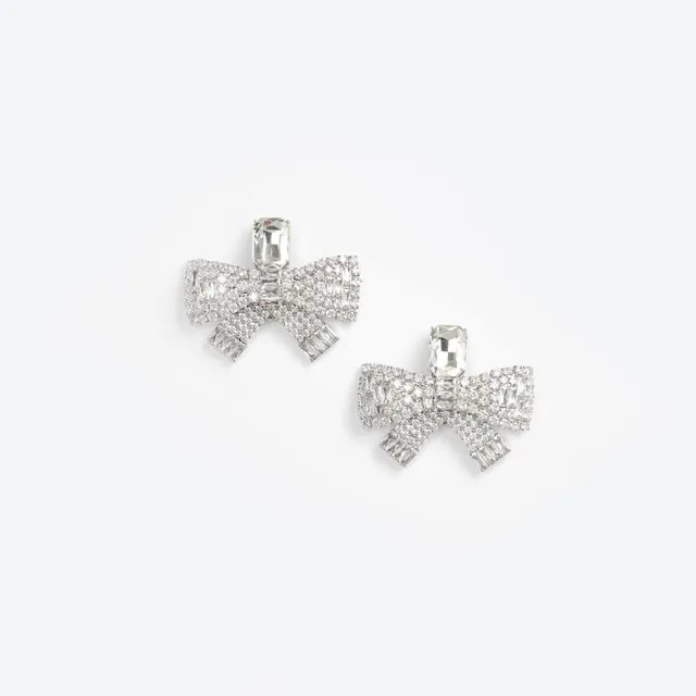 Self Portrait Large Crystal Bow Earrings Ohrclips One Size
