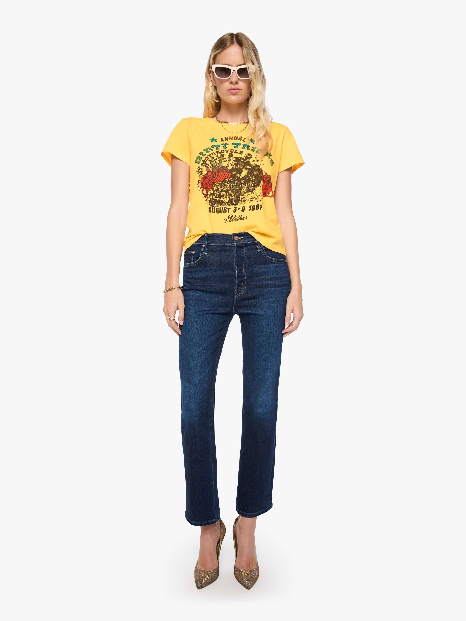 Mother The Lil Goodie Goodie T-Shirt Dirty Tricks Gelb Print