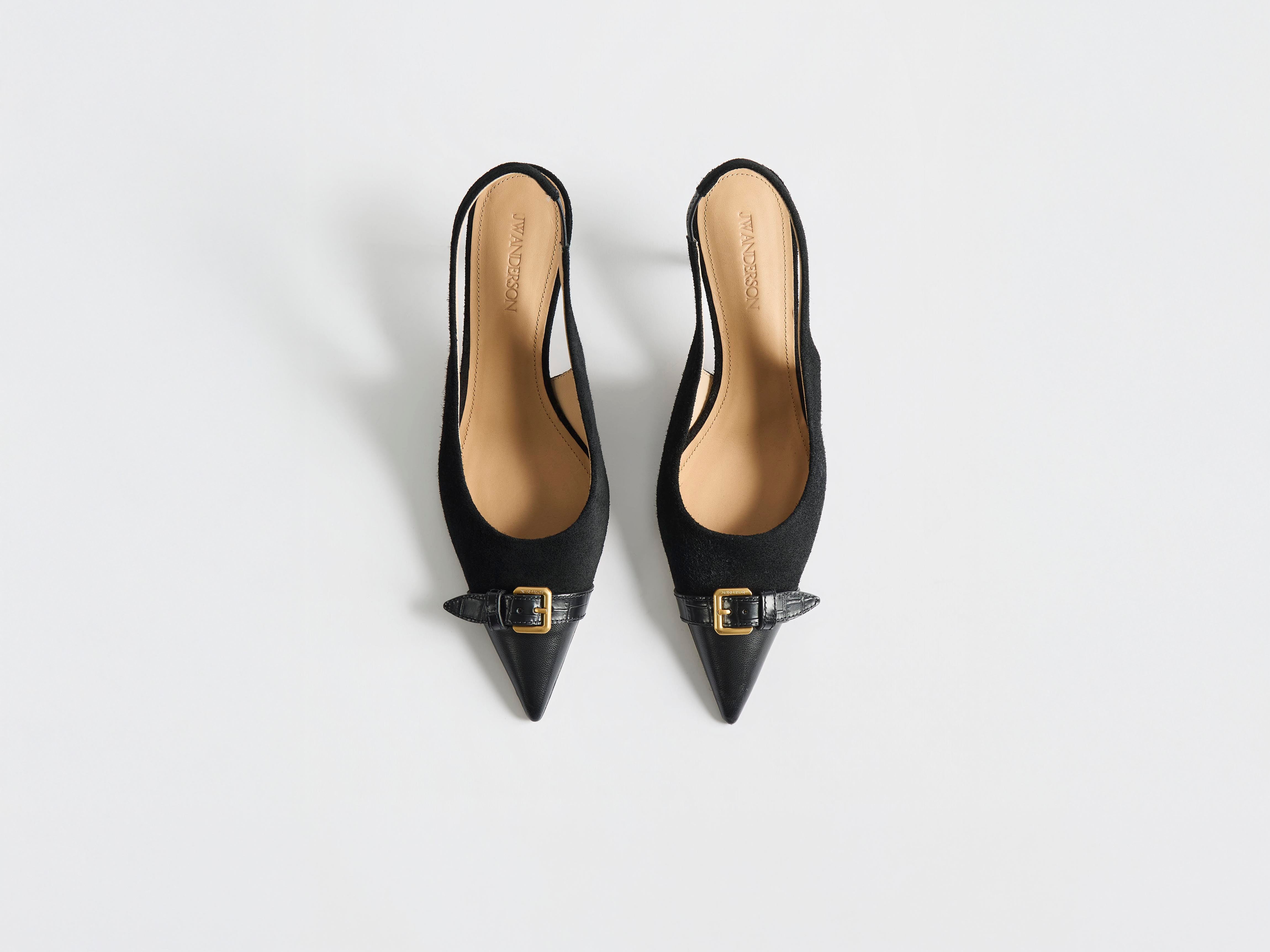 J.W.Anderson Heeled Buckle Sling Back Pumps Schwarz 38