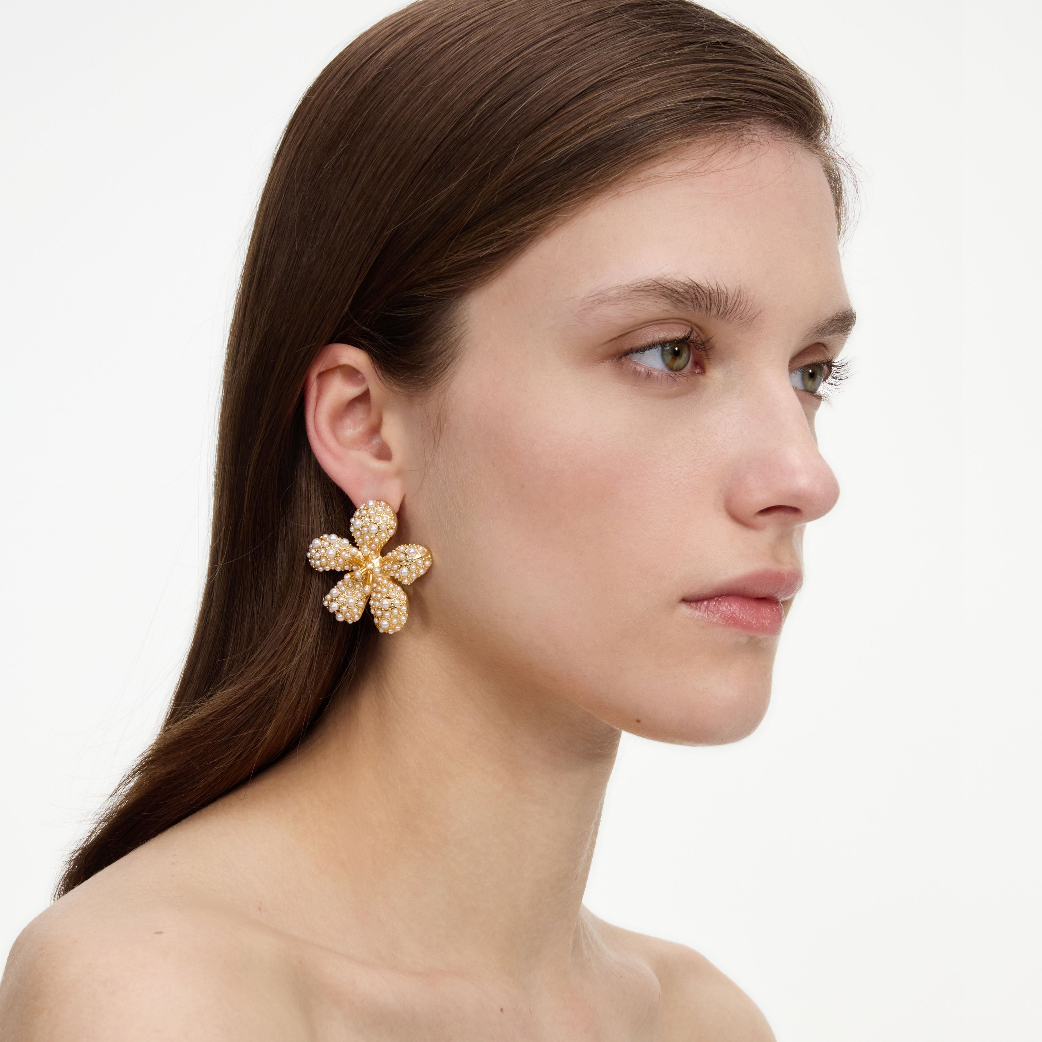 Self Portrait Jewellery Gold Pearl Flower Ohrringe gold Perlen