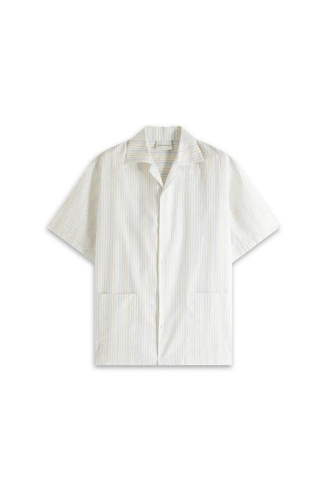 Drôle De Monsieur La Chemise Rayée Hemd Hellblau Baumwolle