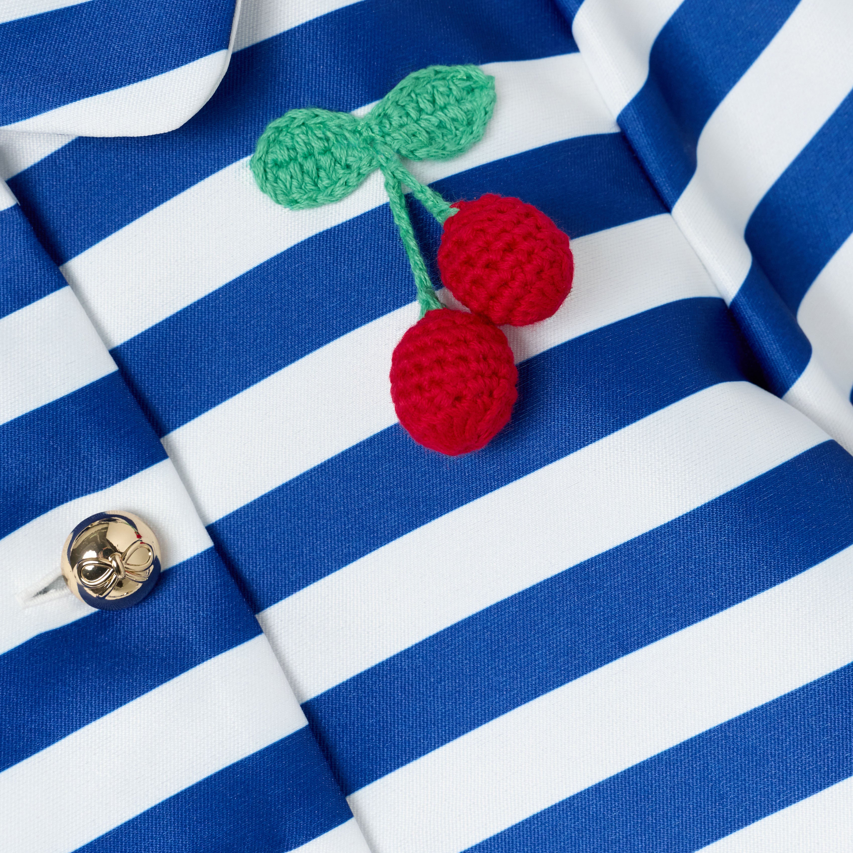 Self Portrait Navy Stripe Cherry Kinderjacke Blau Taffeta