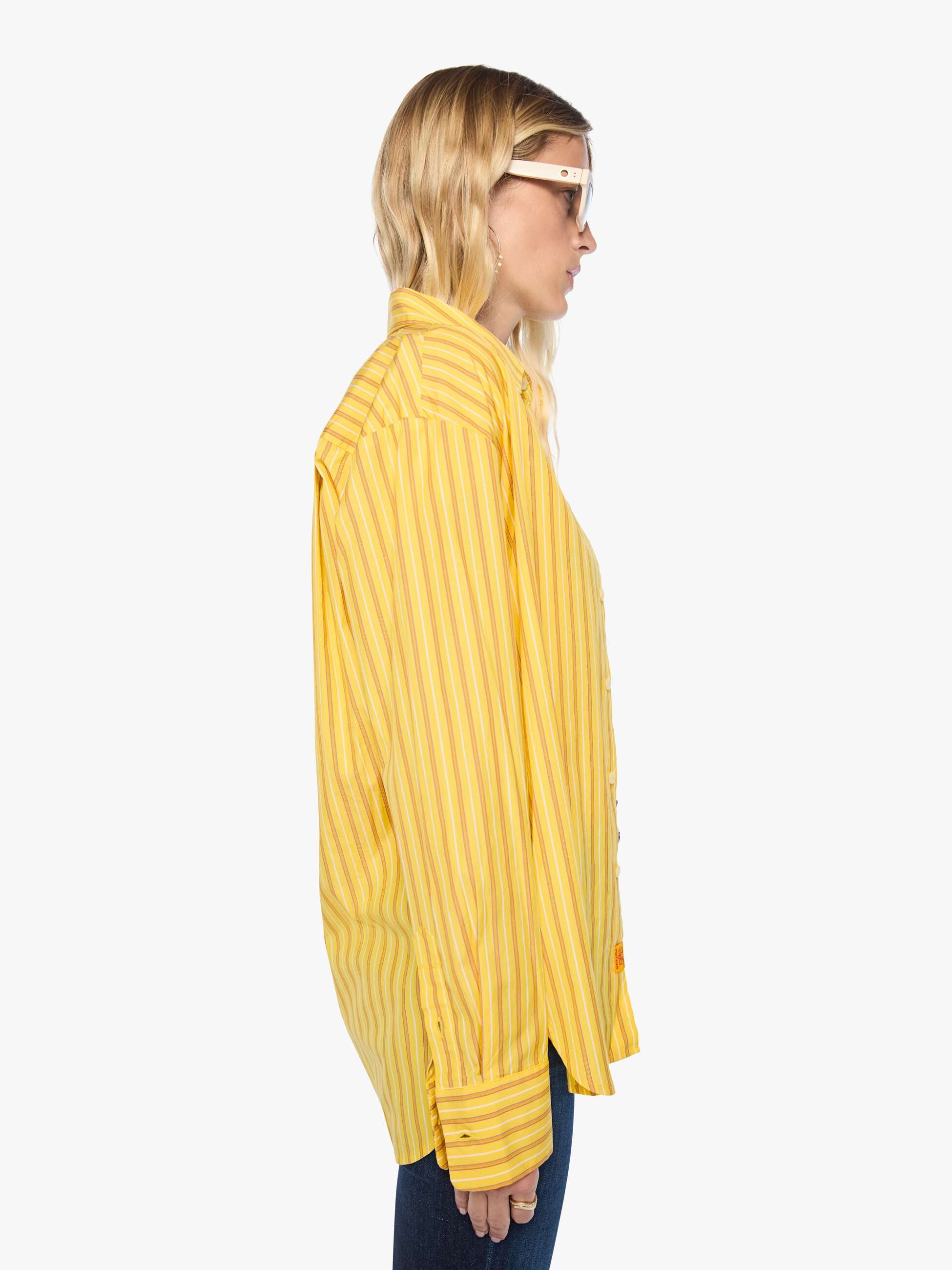 Mother The Roomie Frenchie Hemd Yellow Stripe Baumwolle