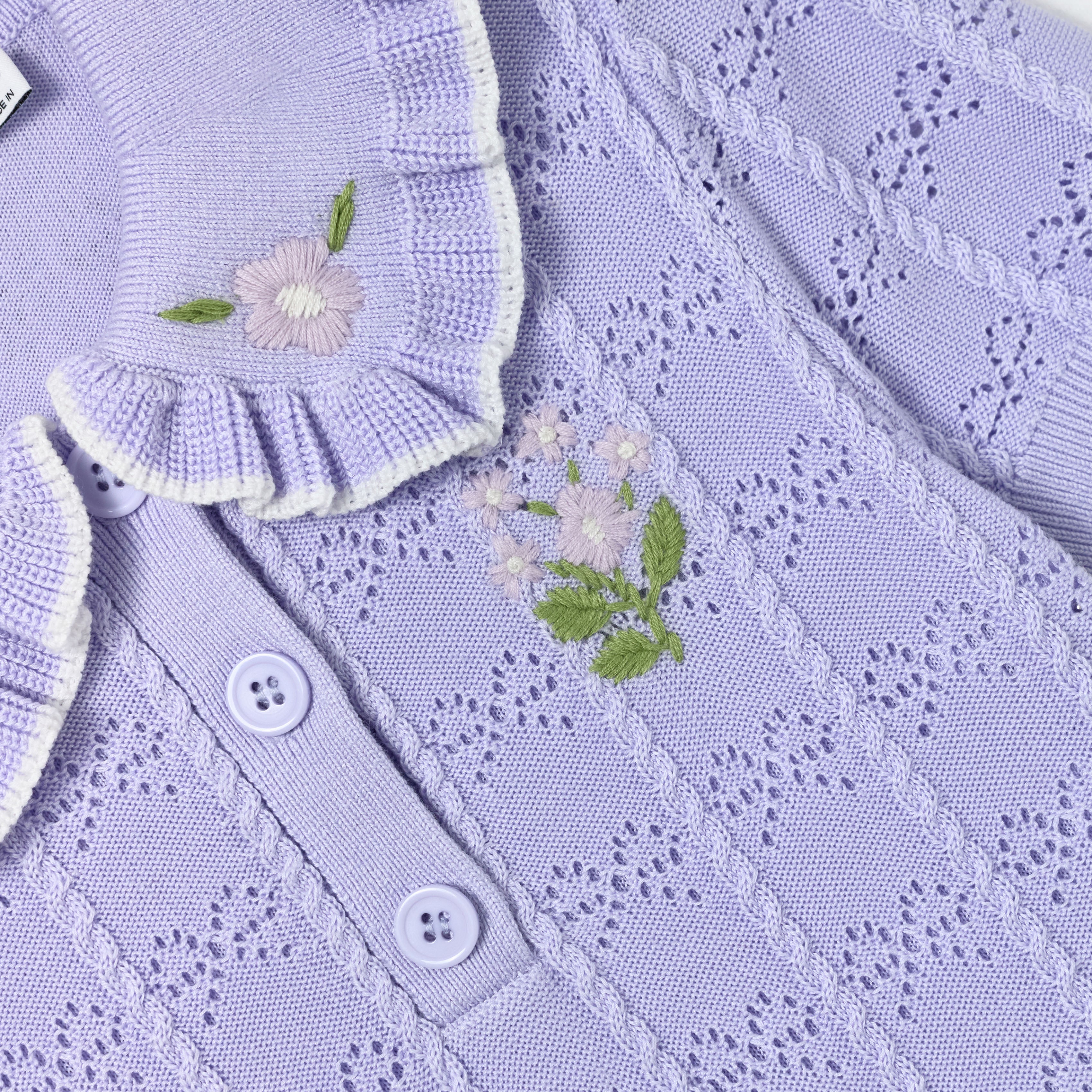 Self Portrait Lilac Pleated Pointelle Kinderkleid Lila Stickerei