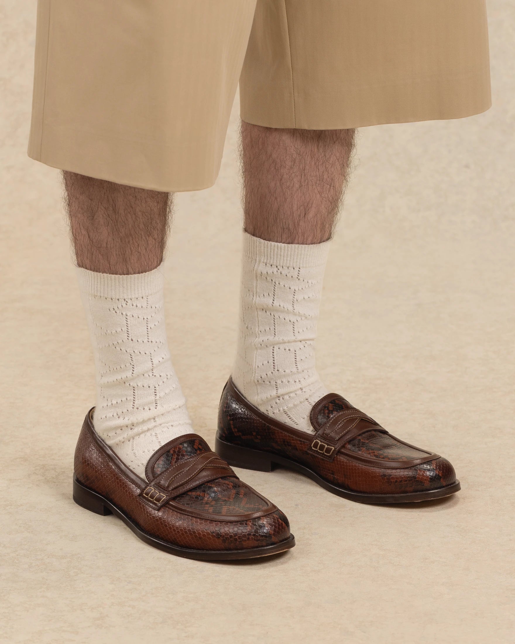 Drôle De Monsieur Mocassin Tresse Loafer Dunkelbraun Kroko Leder