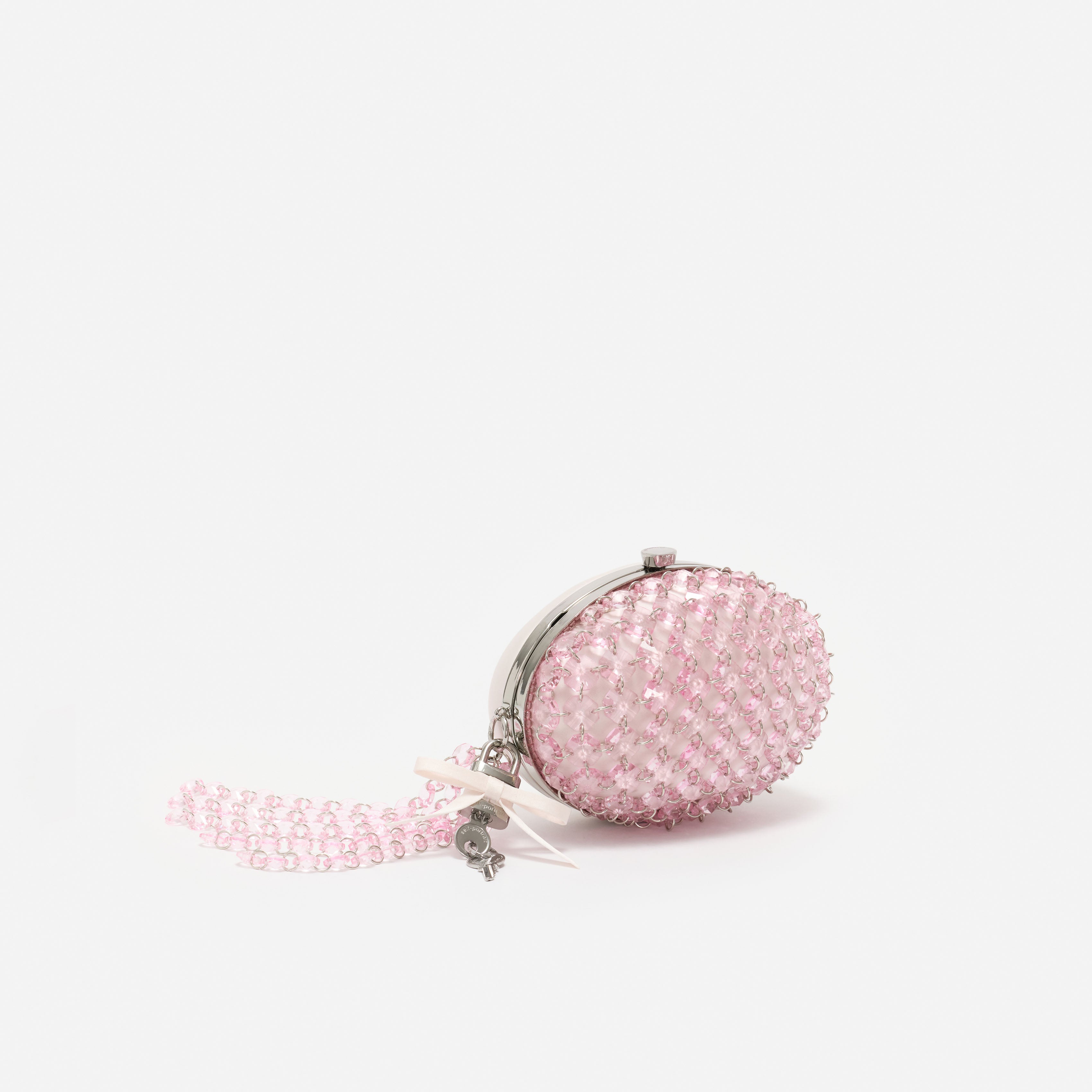 Self Portrait Oval Crystal Clutch Rosa Kristall Kette