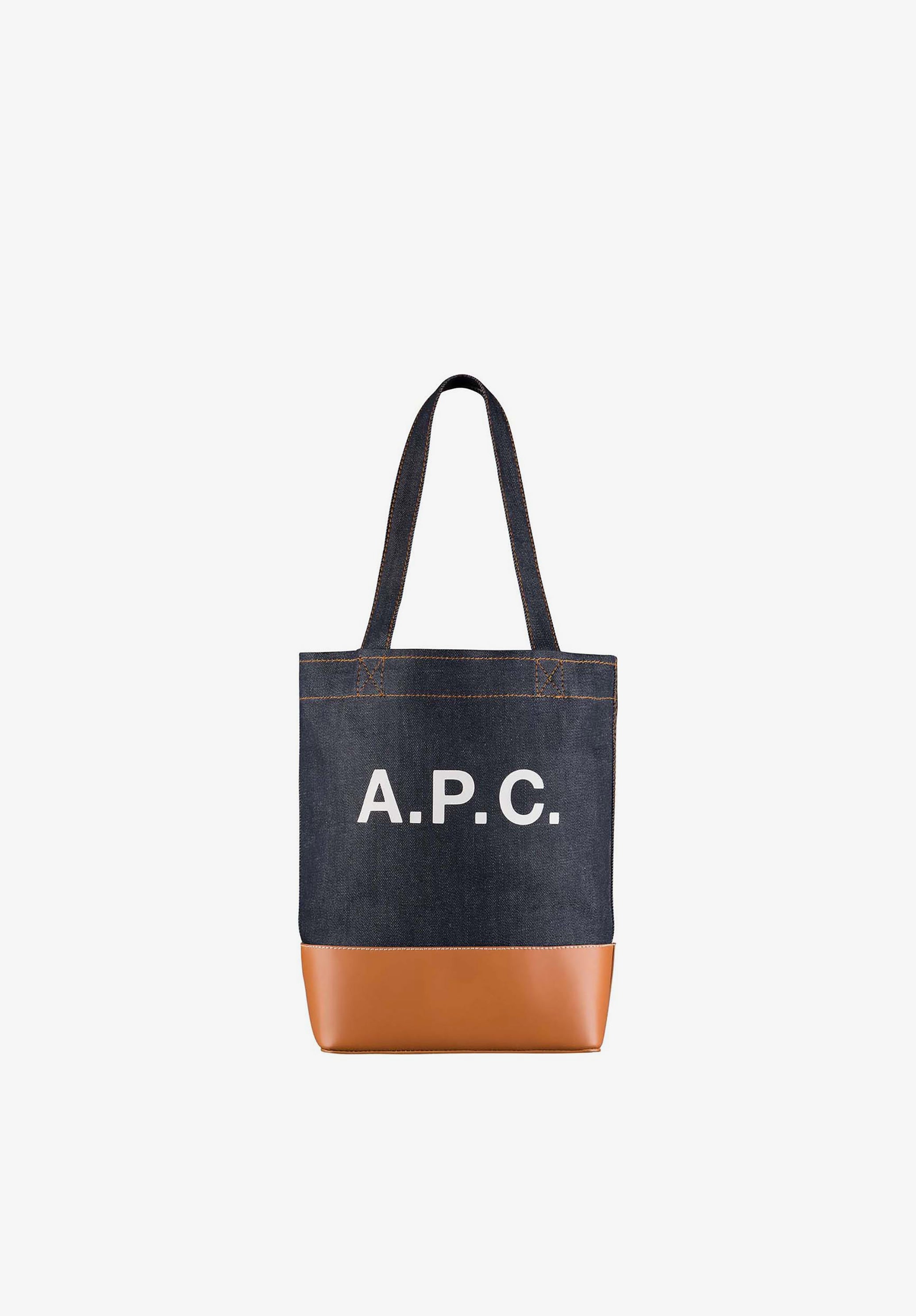 A.P.C. Axelle Klein Stoffbeutel Tote Denim blau TU Leder